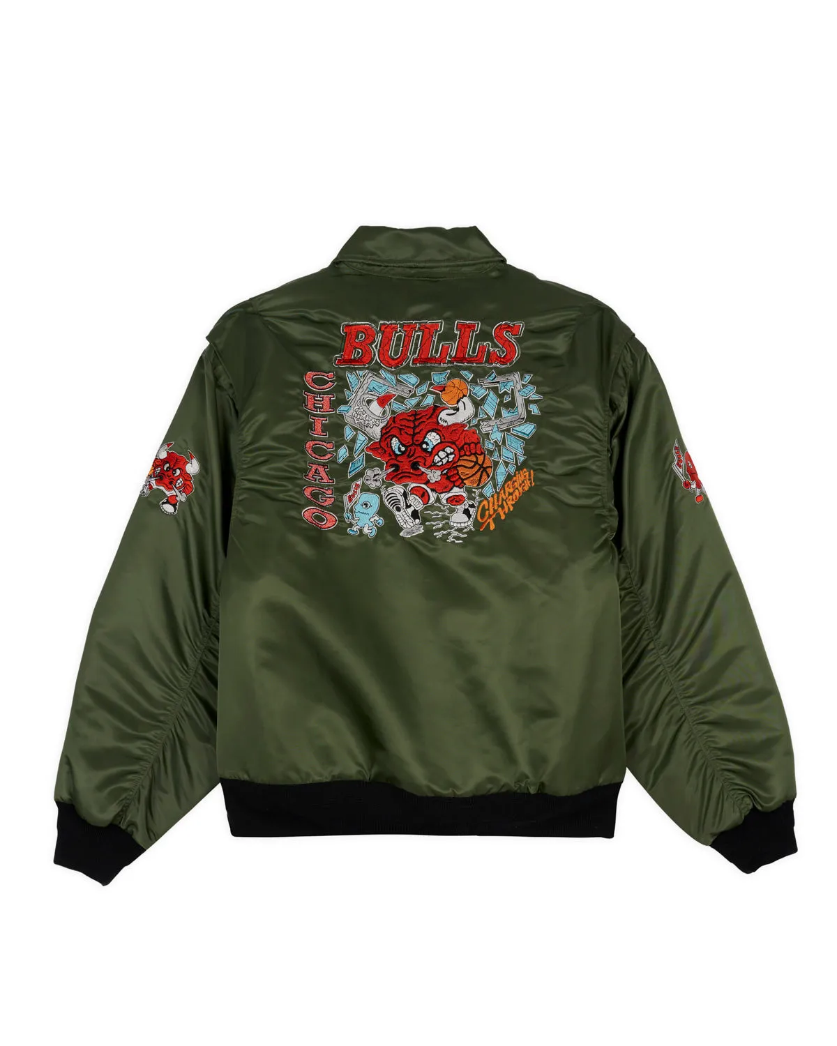 Brain Dead x NBA Chicago Bulls Flight Jacket - Olive