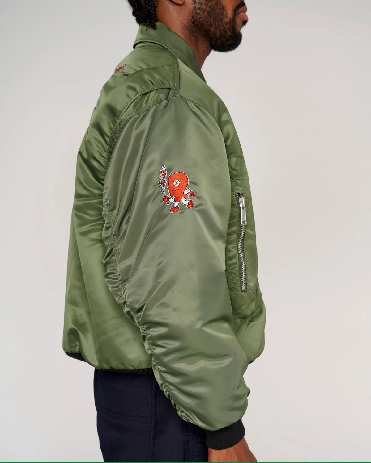 Brain Dead x NBA Chicago Bulls Flight Jacket - Olive