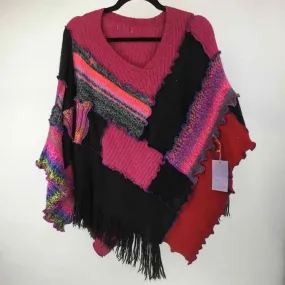 BrisingDesigns Size One Size Pink/Black NWT Handmade Poncho