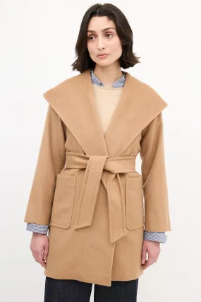 Brown Wool Belted Wrap Coat