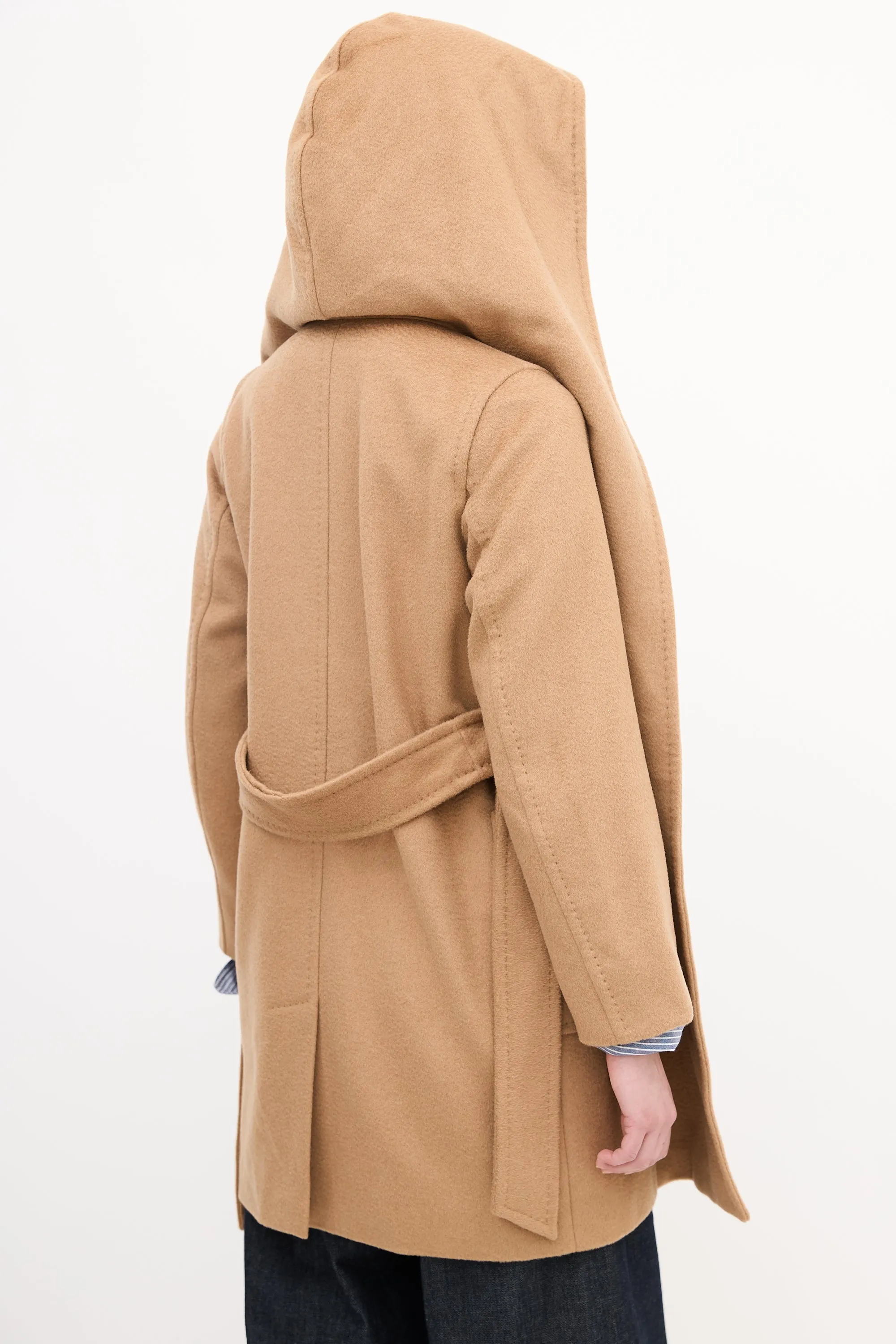 Brown Wool Belted Wrap Coat