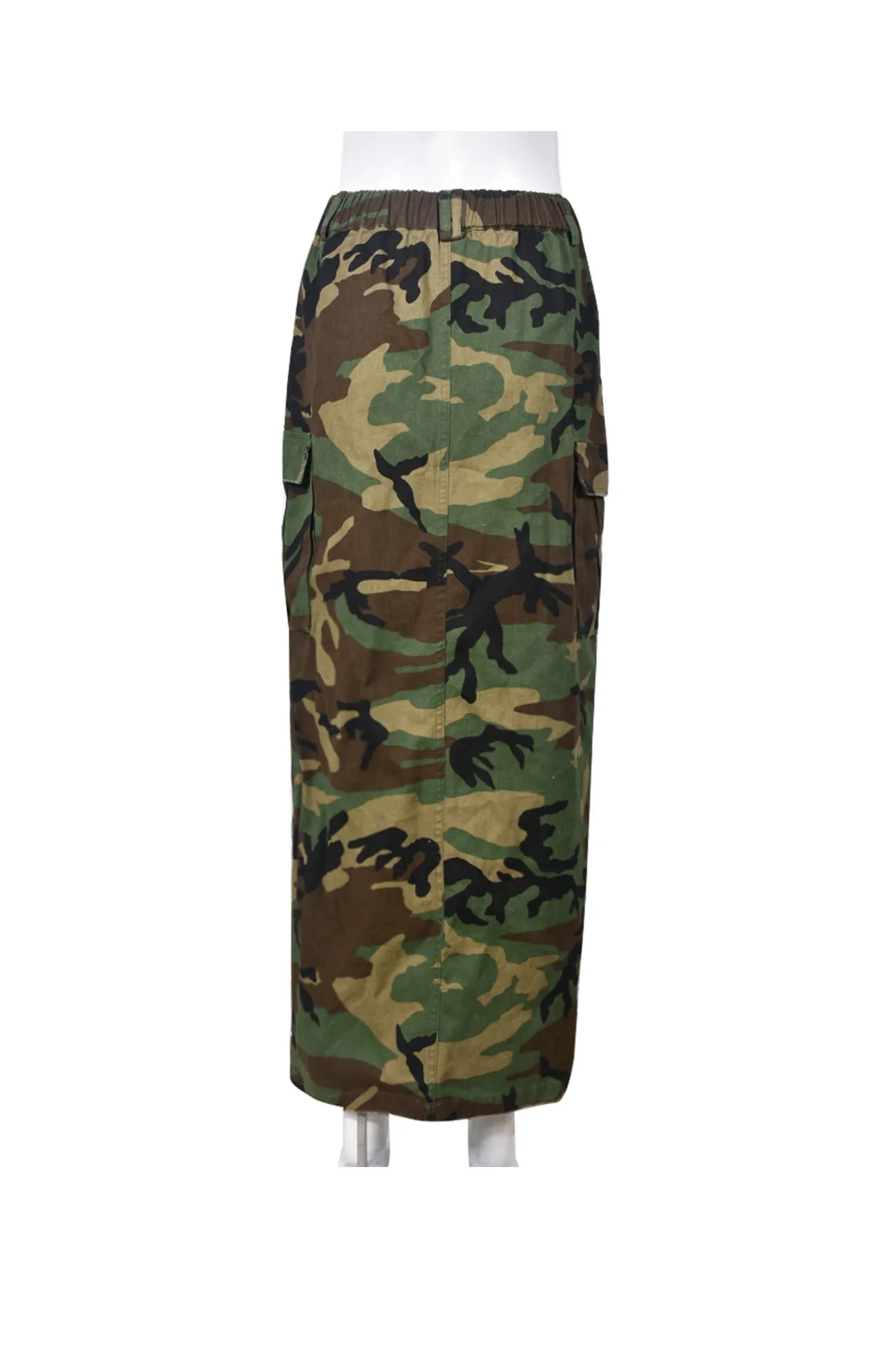 Camouflage Side Slit Midi Skirt