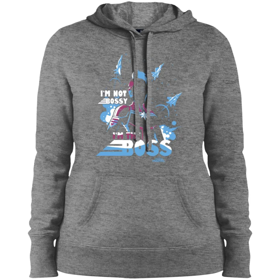 Captain Marvel I'm The Boss Space Blue Red Women Hooded Sweatshirt