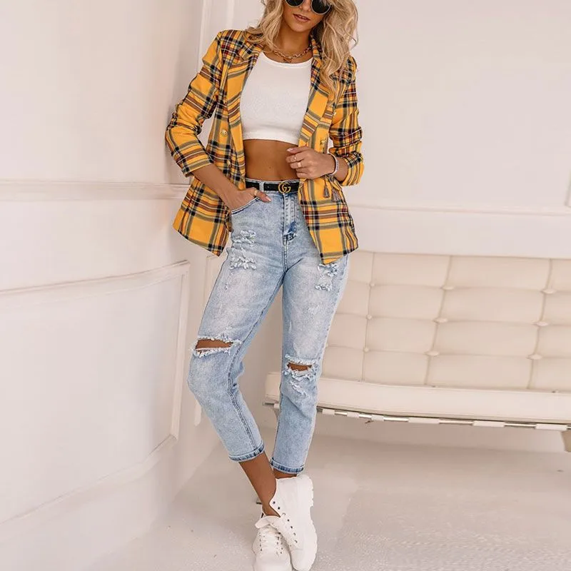 Casual Fit Plaid Blazer
