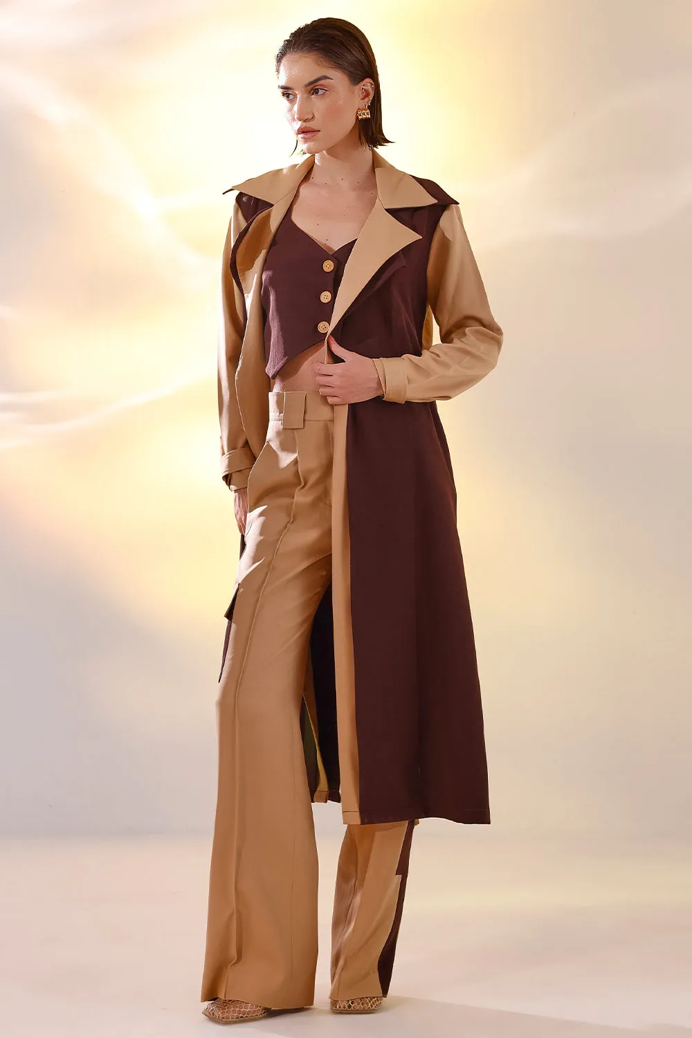 Color block trench set