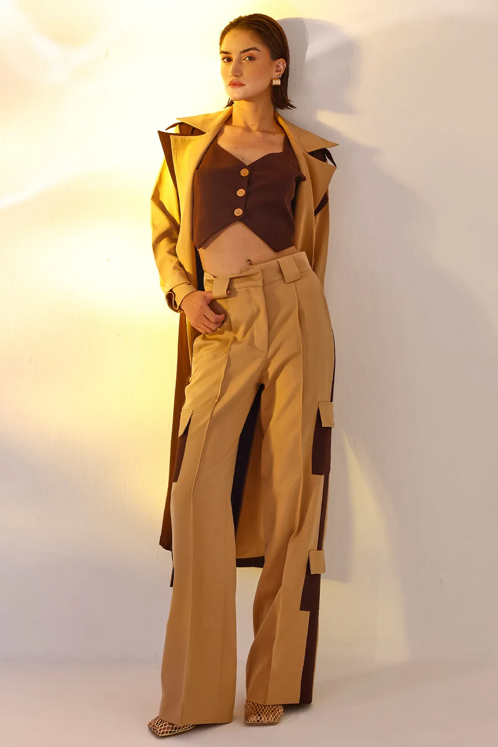 Color block trench set