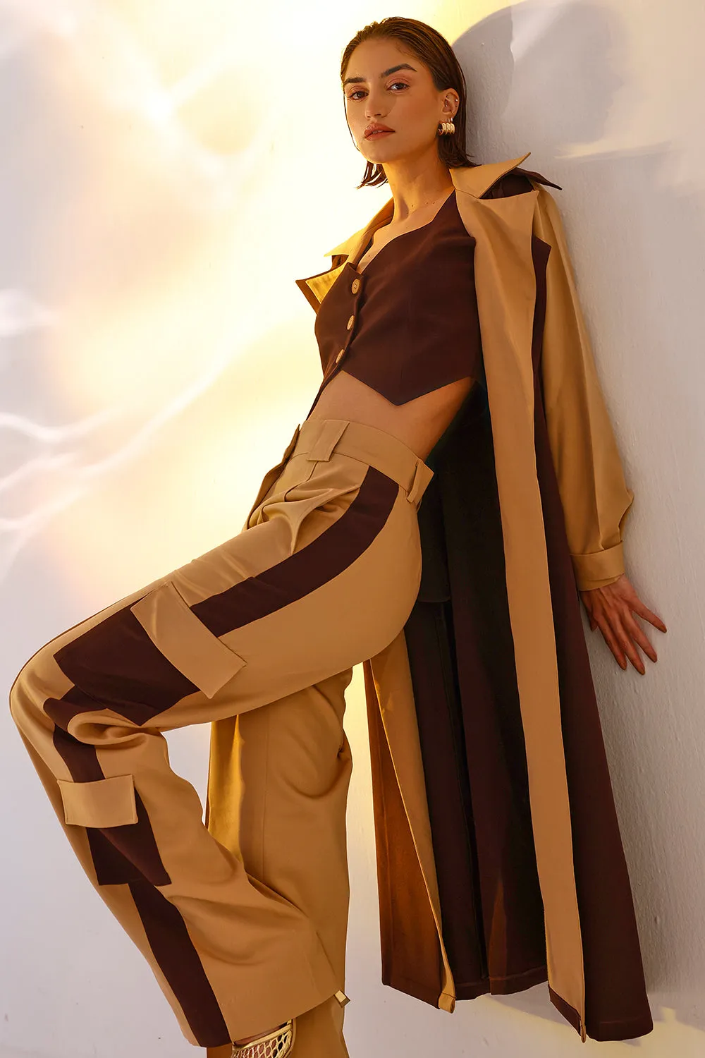 Color block trench set