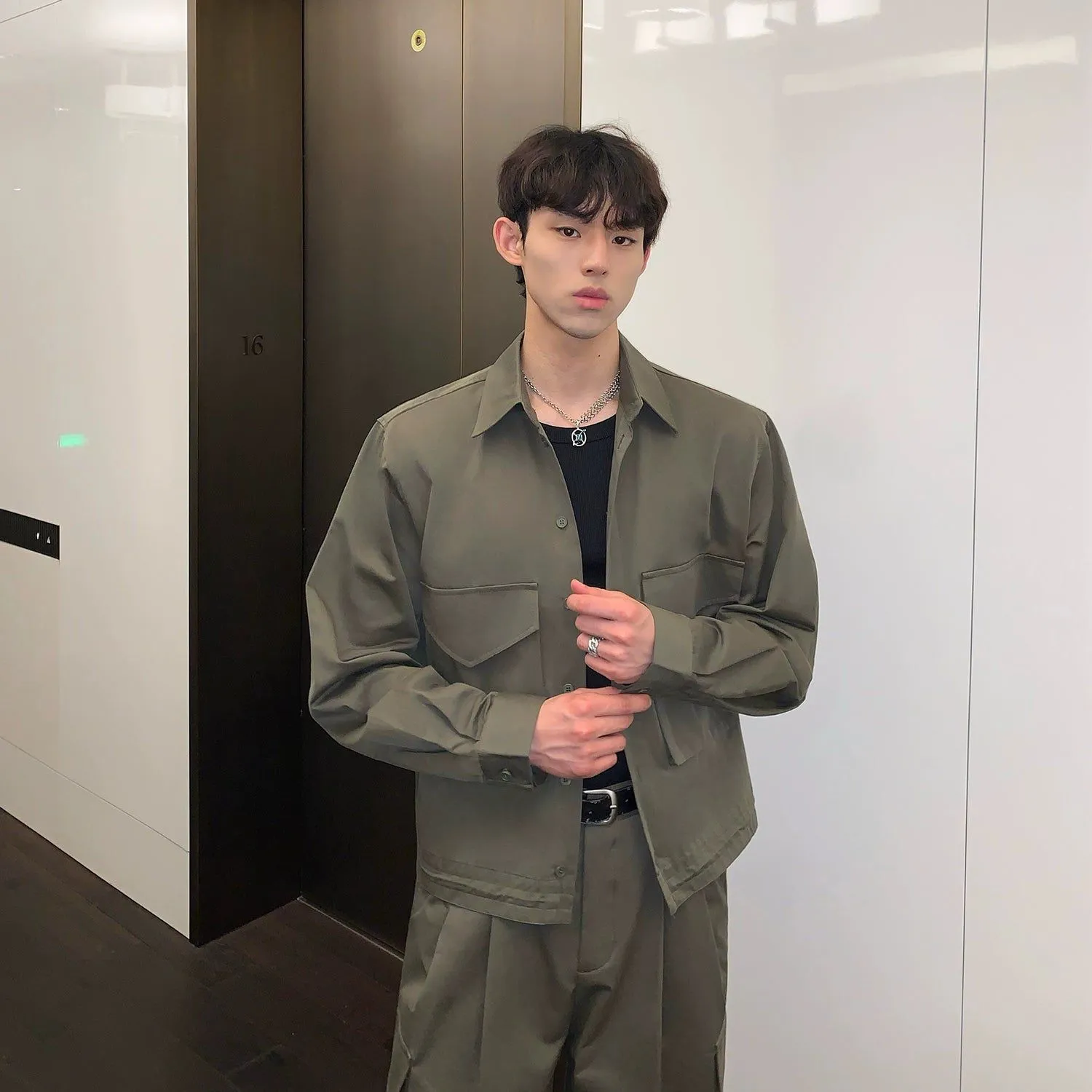 Cui Breast Pocket Shirt & Cargo Pants Set