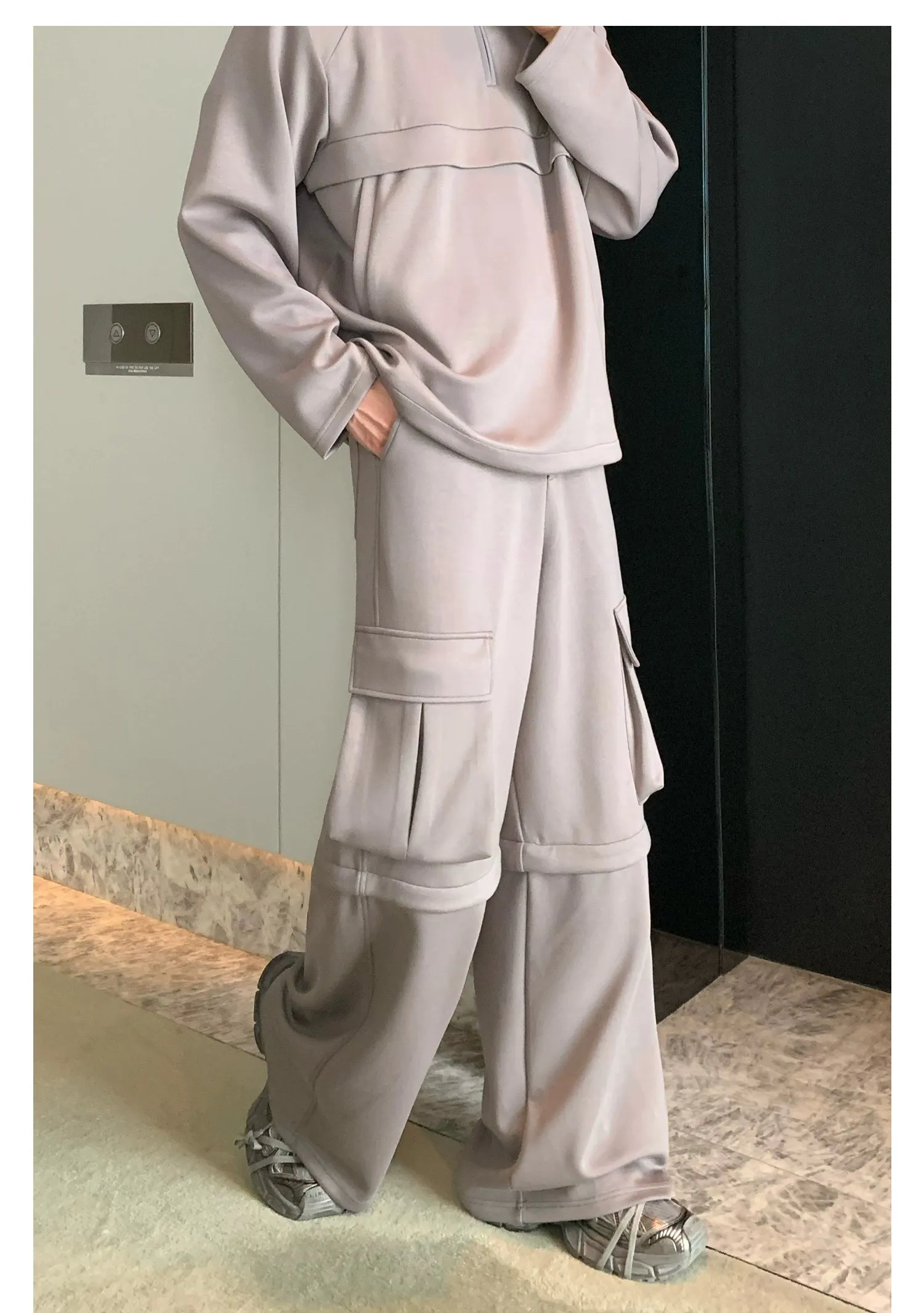 Cui Wide Shoulder Boxy Jacket & Cargo Pants Set