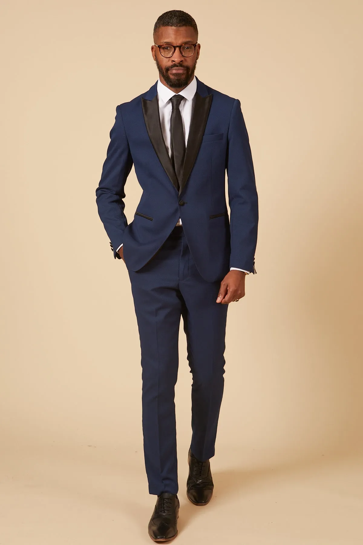 DALTON - Royal Blue Tux Lapel Diamond Blazer