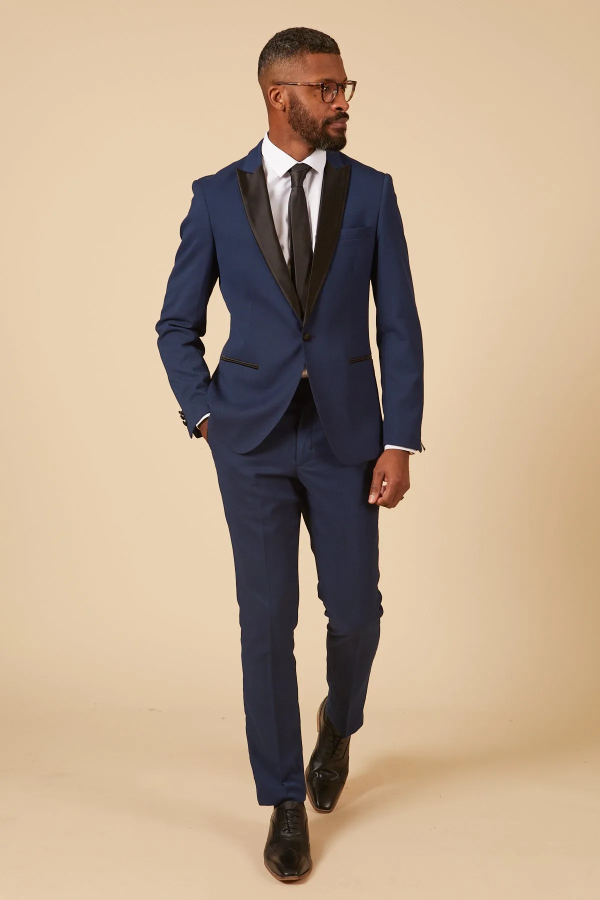 DALTON - Royal Blue Tux Lapel Diamond Blazer