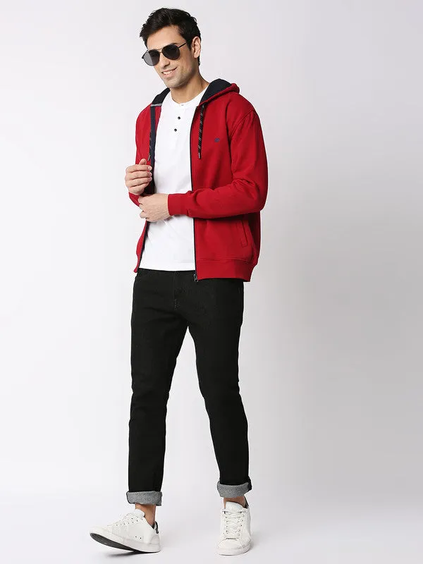 Deep Red Fleece Full-Zip Hoodie