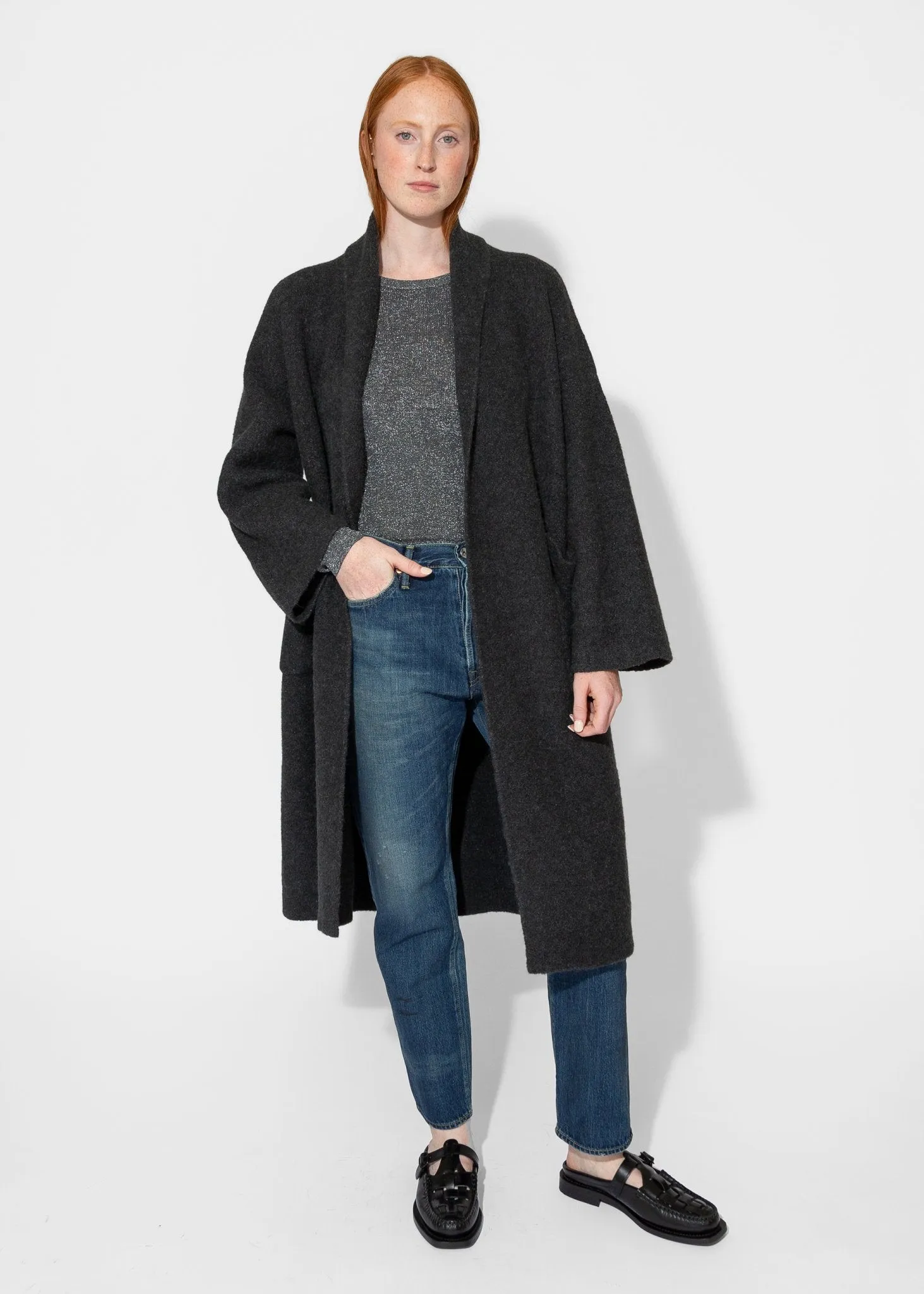 Double Face Long Coat in Ink