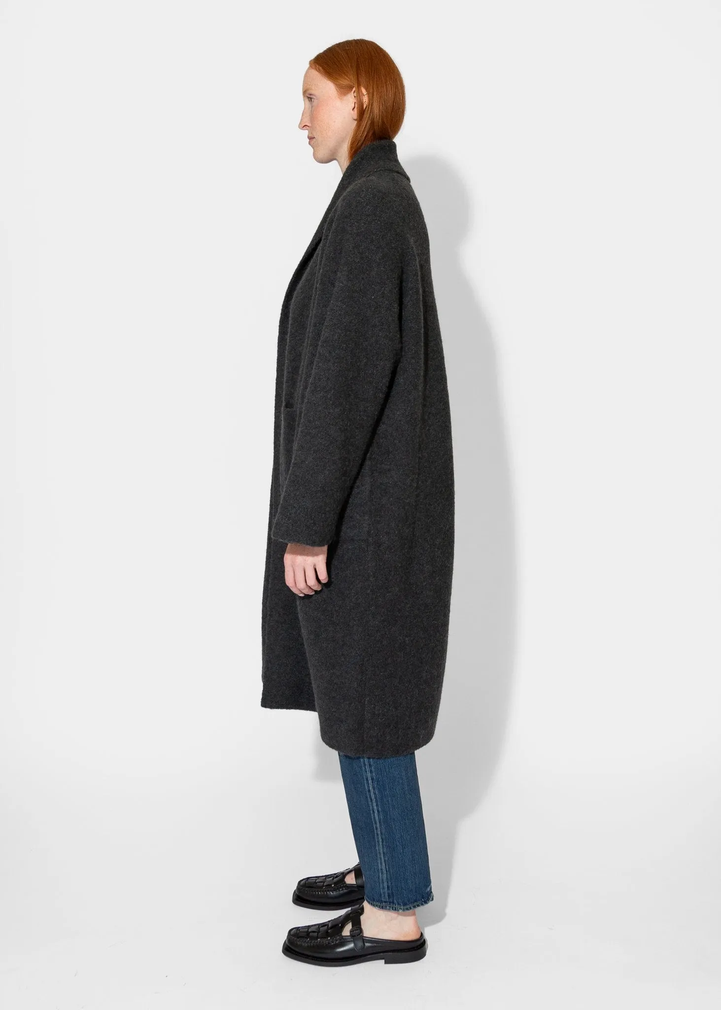 Double Face Long Coat in Ink