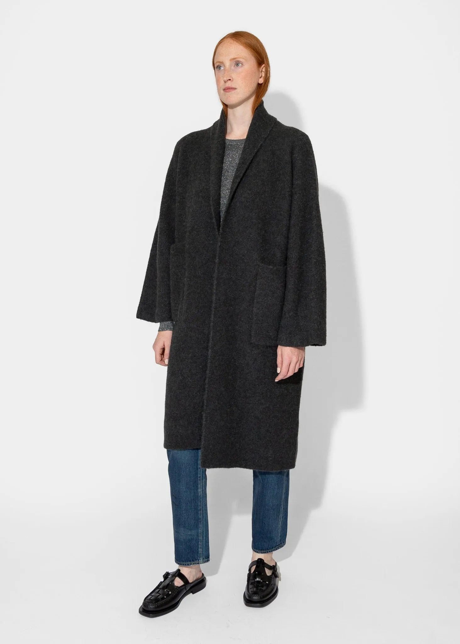 Double Face Long Coat in Ink