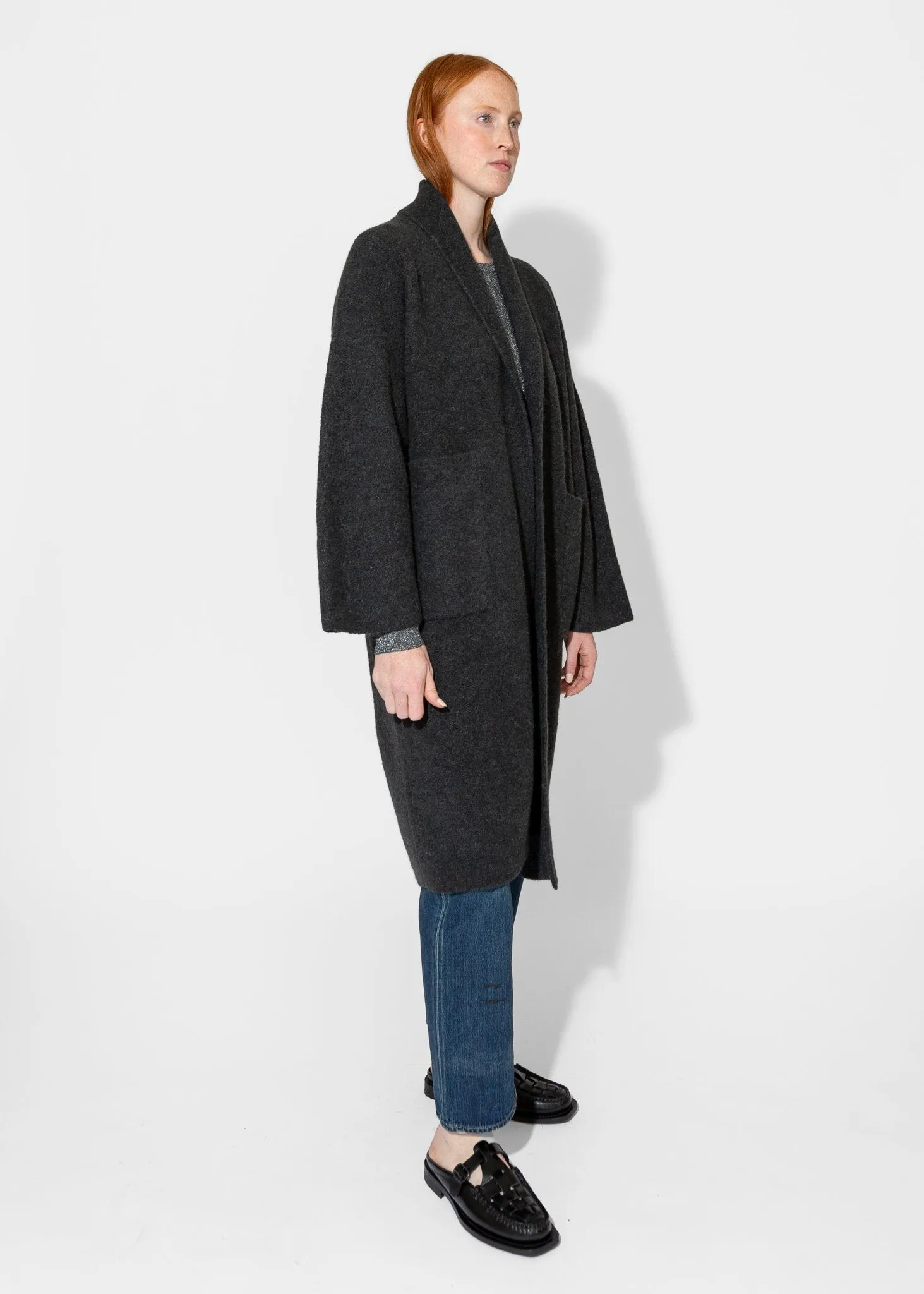 Double Face Long Coat in Ink