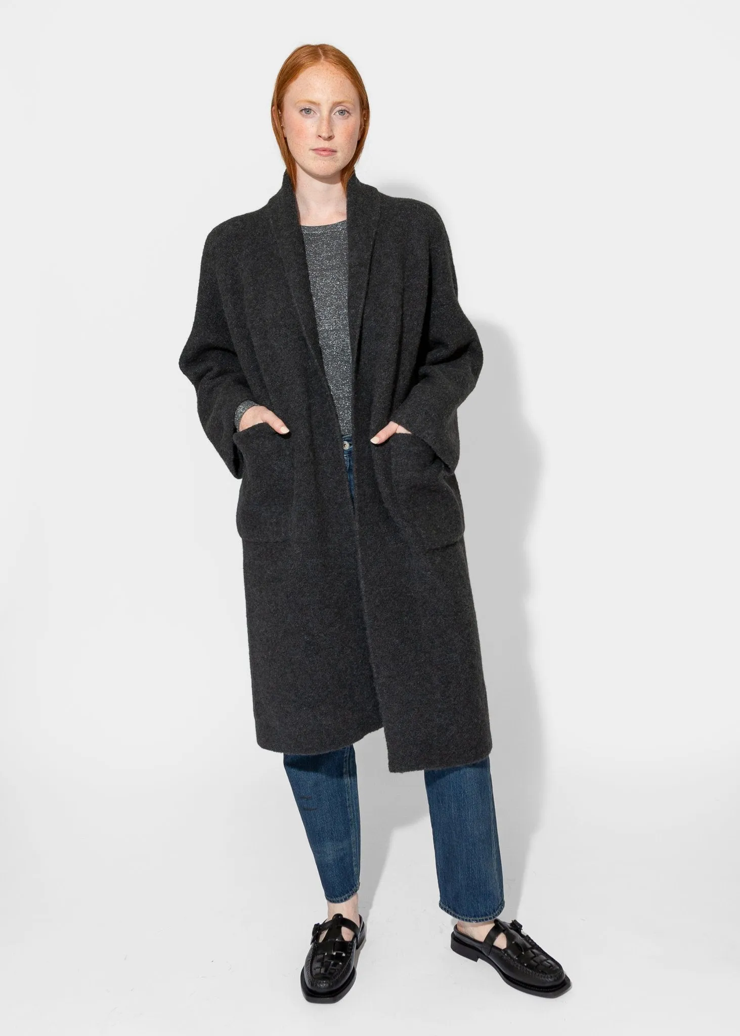 Double Face Long Coat in Ink