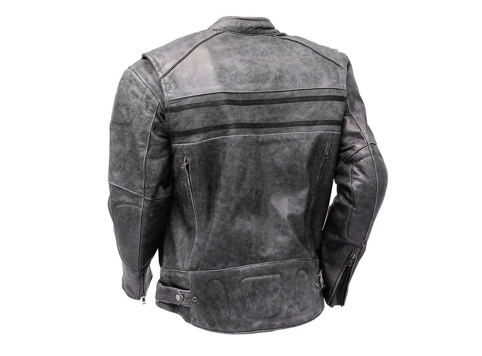 Double Zipper Leather Motorcycle Jacket, Men's Black Leather Jacket