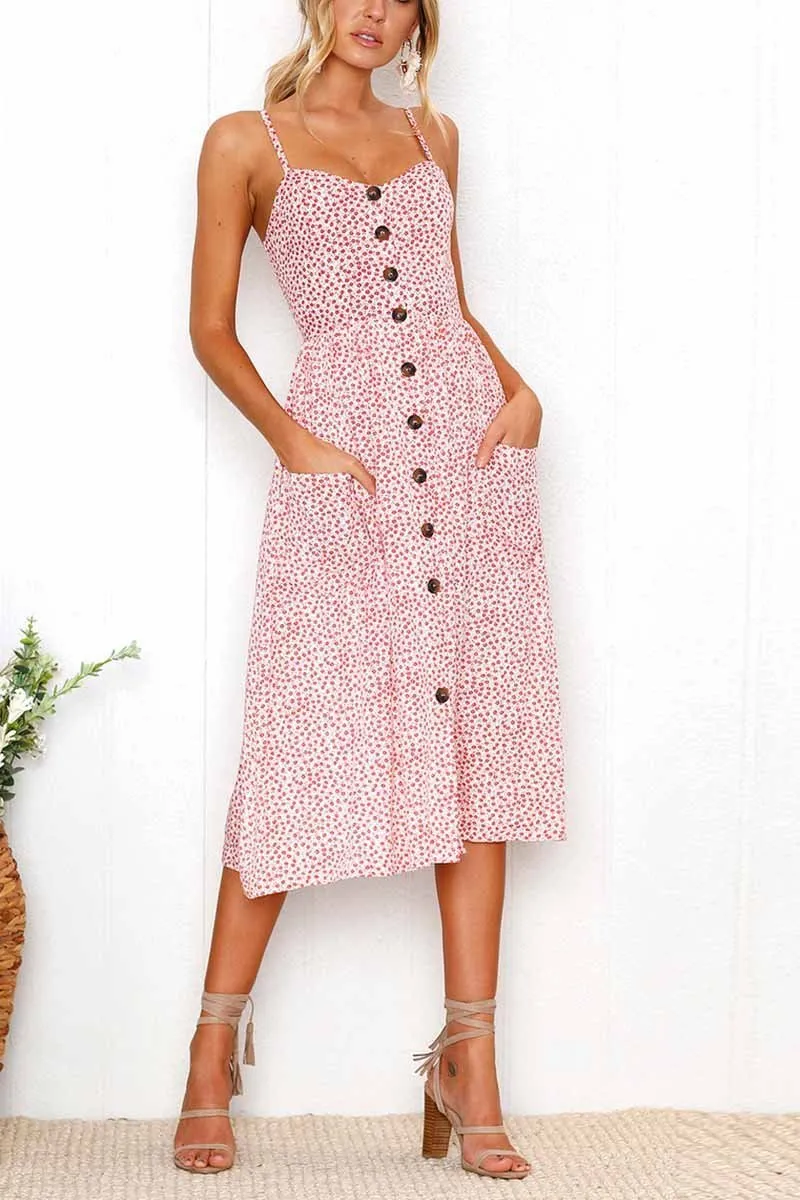 Dunnmall Floral Print Camisole Midi Dress