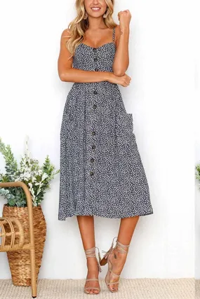 Dunnmall Floral Print Camisole Midi Dress