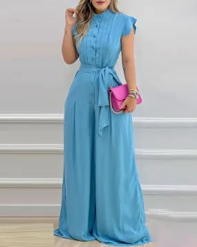 Fashion Women's Wear Blue Loose-fitting One-piece Trousers