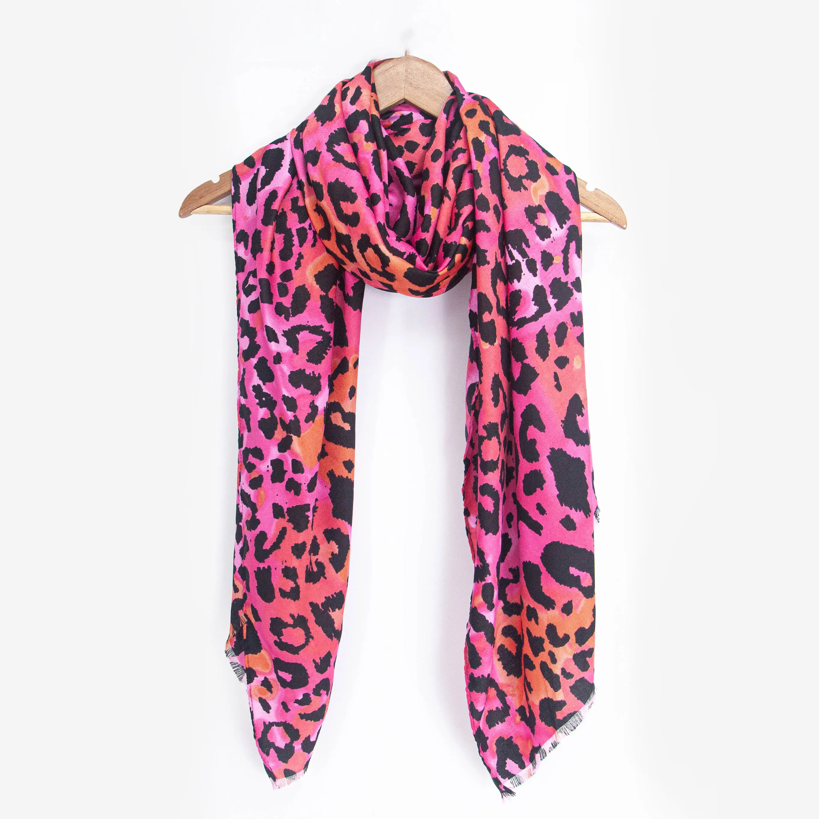 Felix Lightweight Scarf - Fuchsia/Orange, Leopard