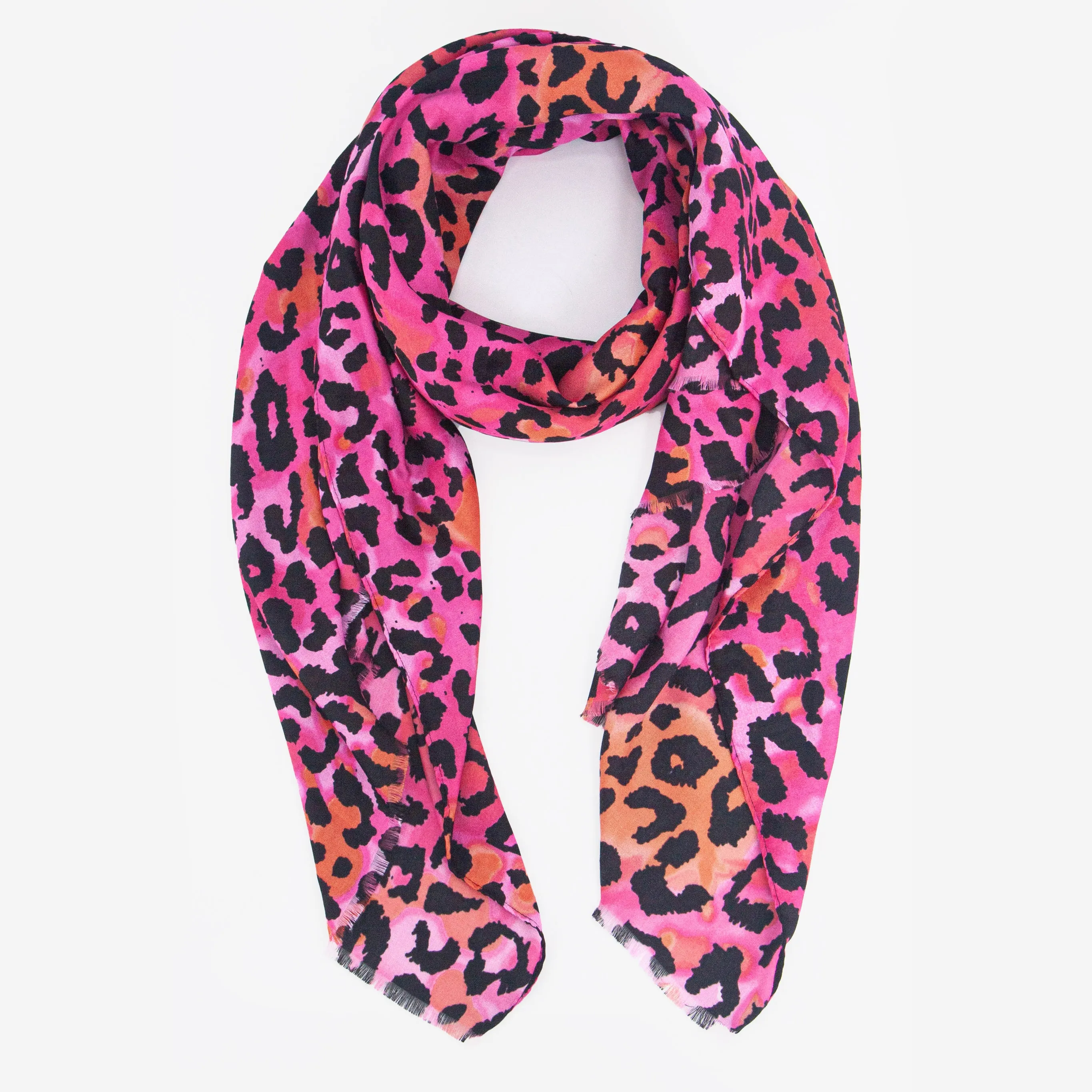 Felix Lightweight Scarf - Fuchsia/Orange, Leopard