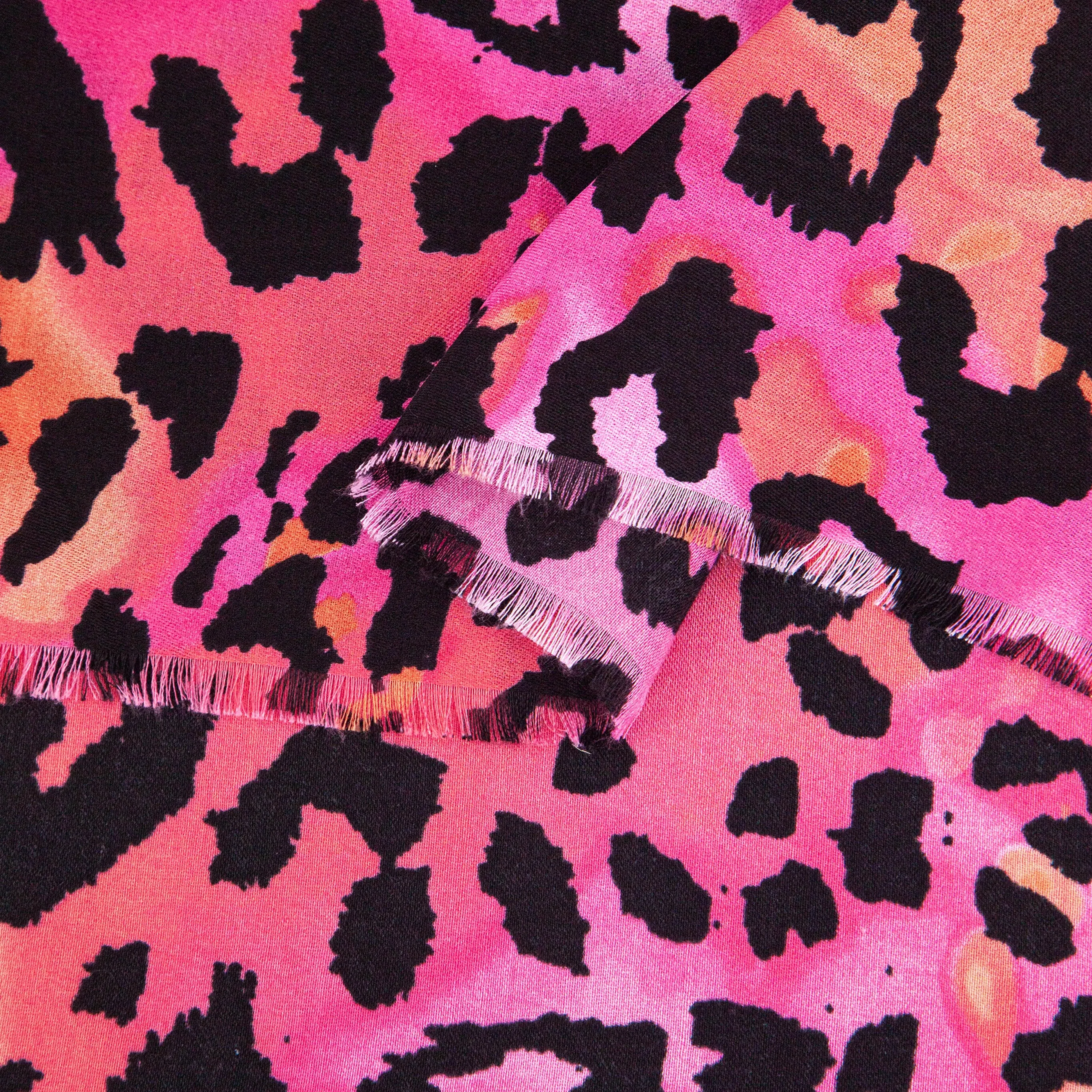 Felix Lightweight Scarf - Fuchsia/Orange, Leopard