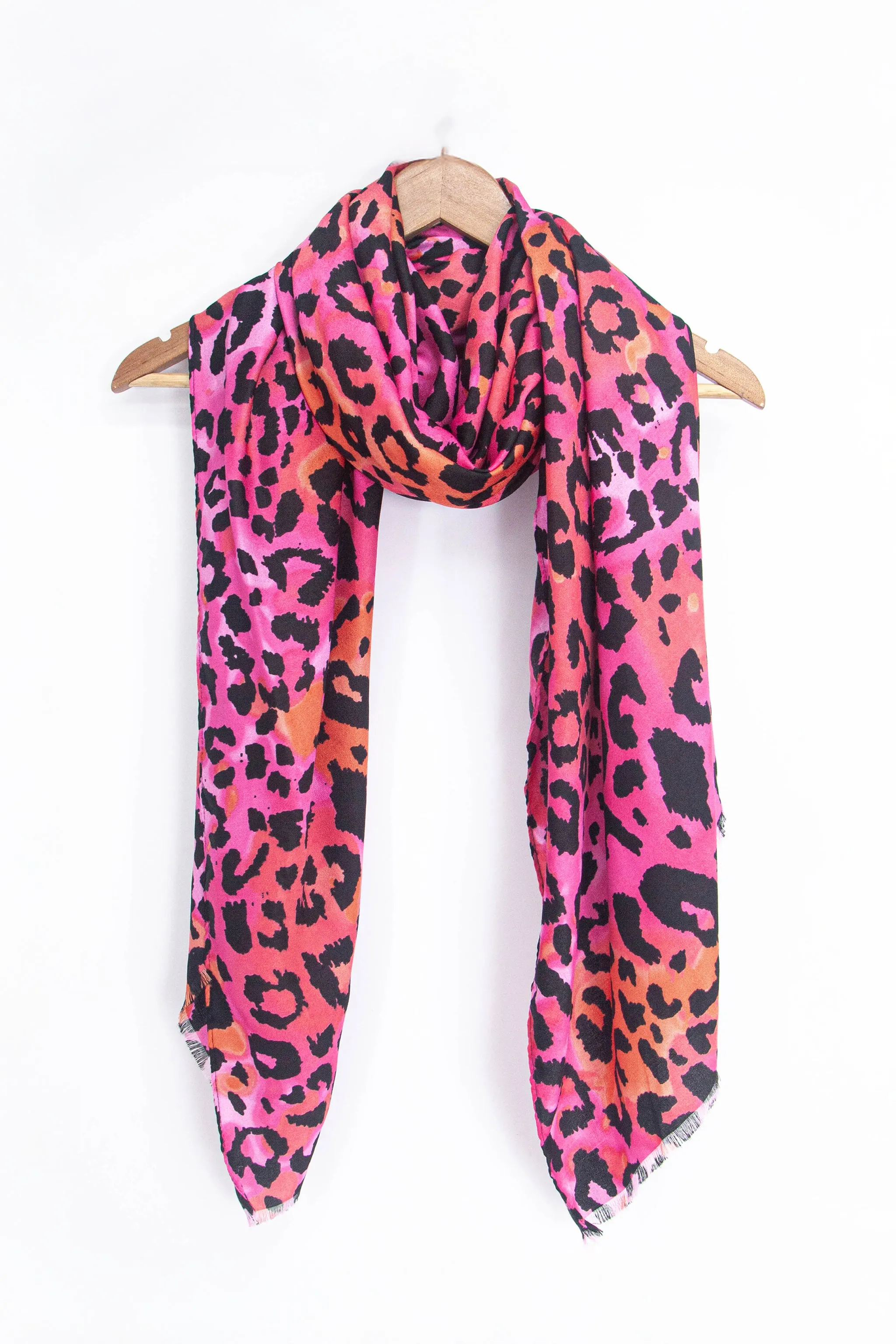 Felix Lightweight Scarf - Fuchsia/Orange, Leopard
