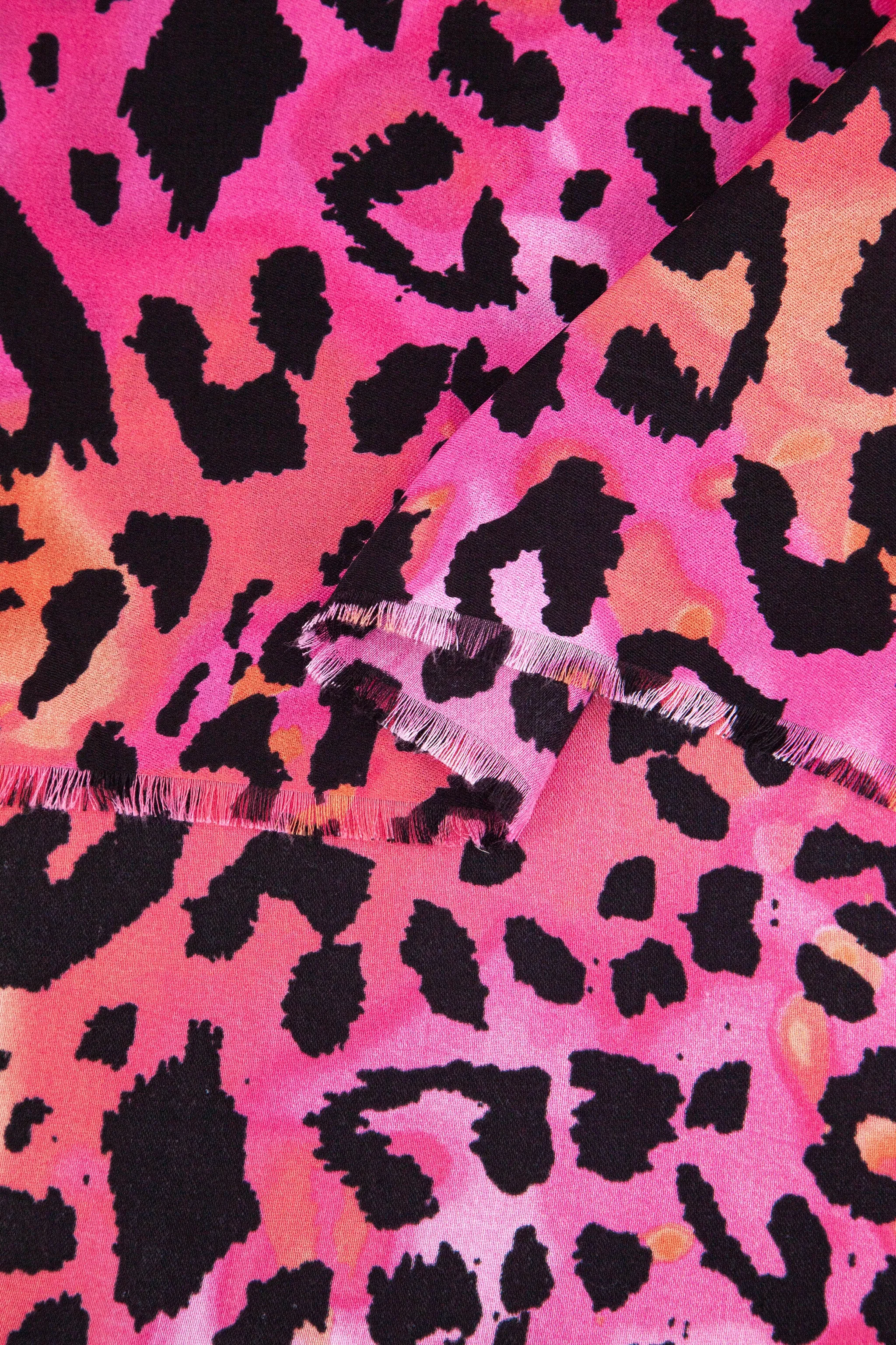 Felix Lightweight Scarf - Fuchsia/Orange, Leopard
