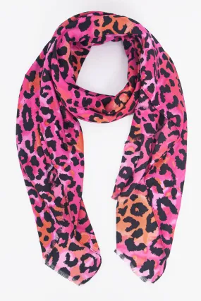Felix Lightweight Scarf - Fuchsia/Orange, Leopard