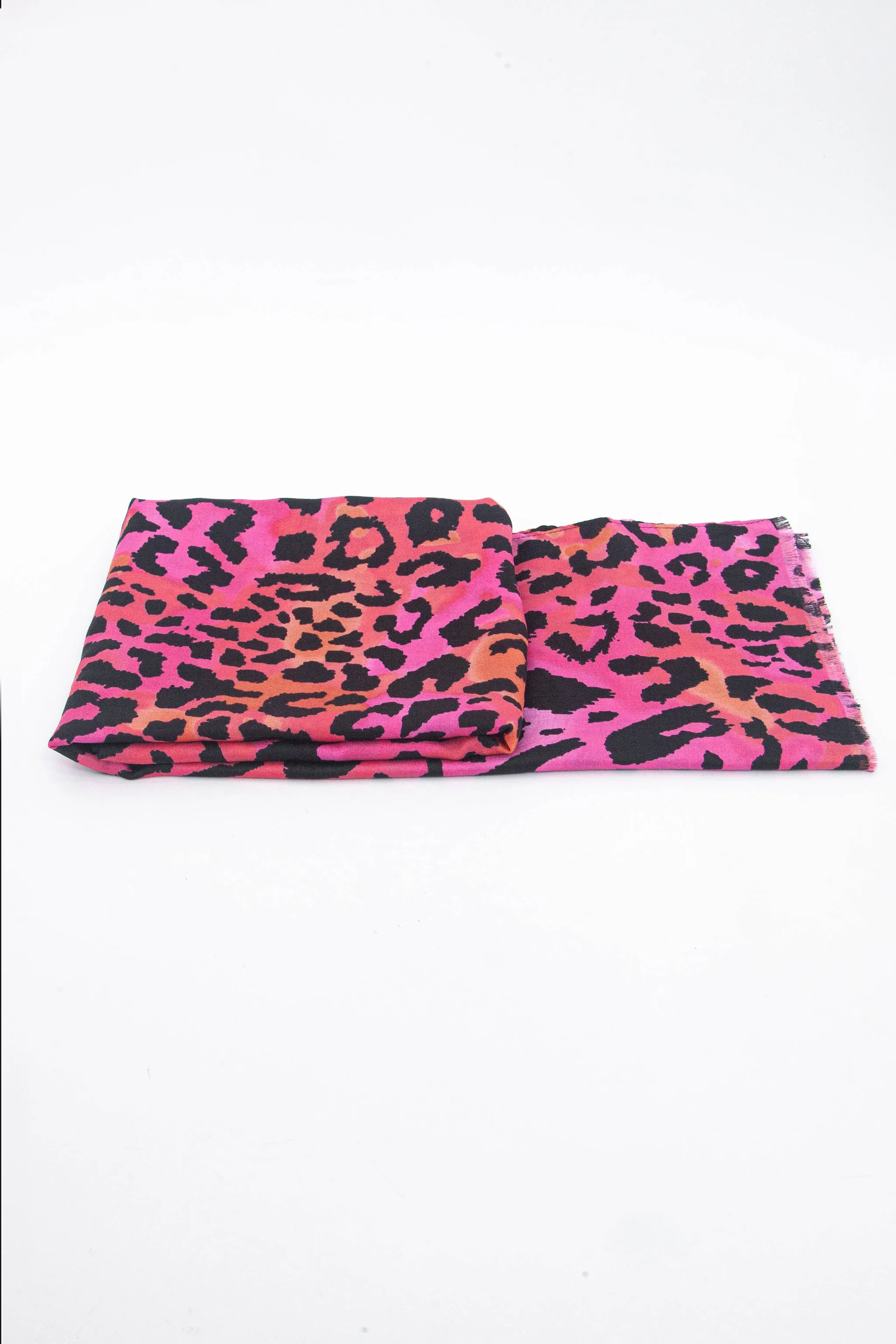 Felix Lightweight Scarf - Fuchsia/Orange, Leopard