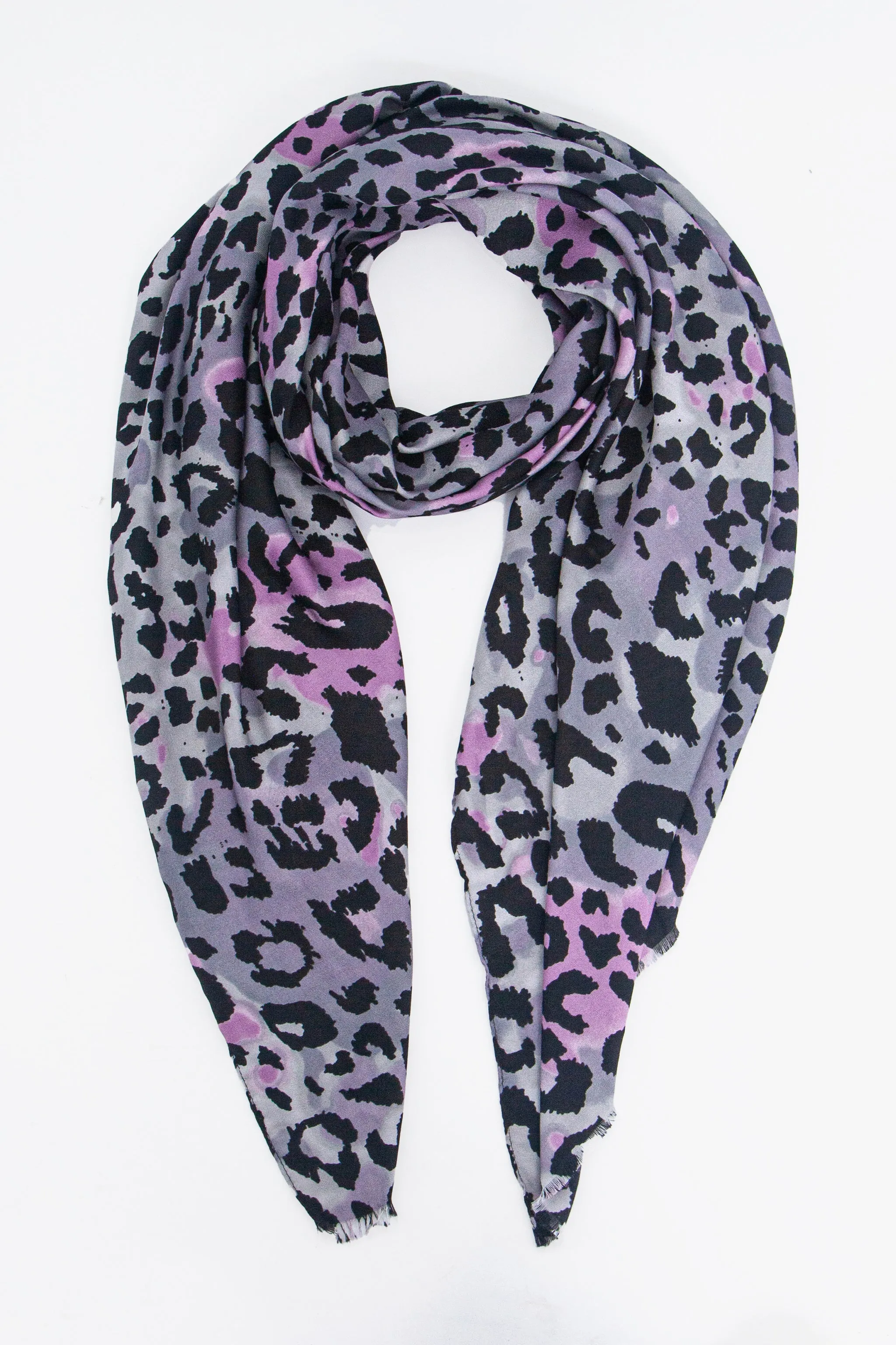 Felix Lightweight Scarf - Grey/Pink, Leopard