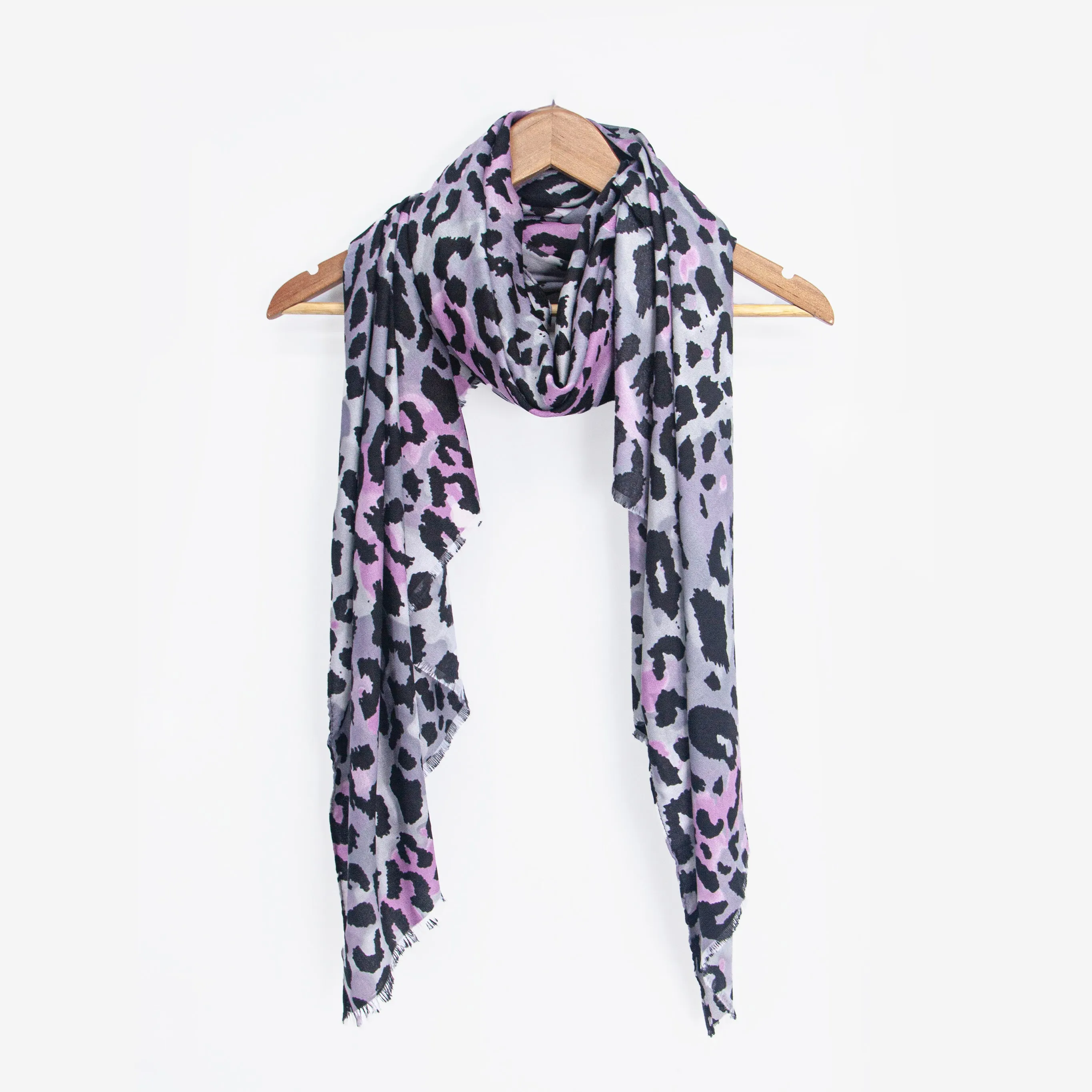 Felix Lightweight Scarf - Grey/Pink, Leopard