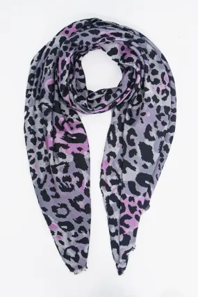 Felix Lightweight Scarf - Grey/Pink, Leopard