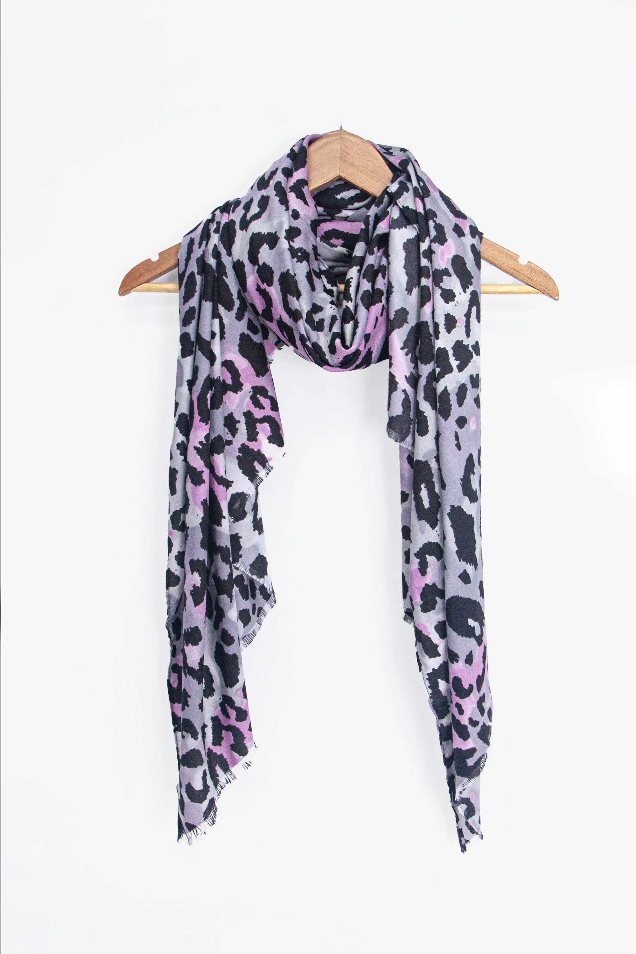 Felix Lightweight Scarf - Grey/Pink, Leopard