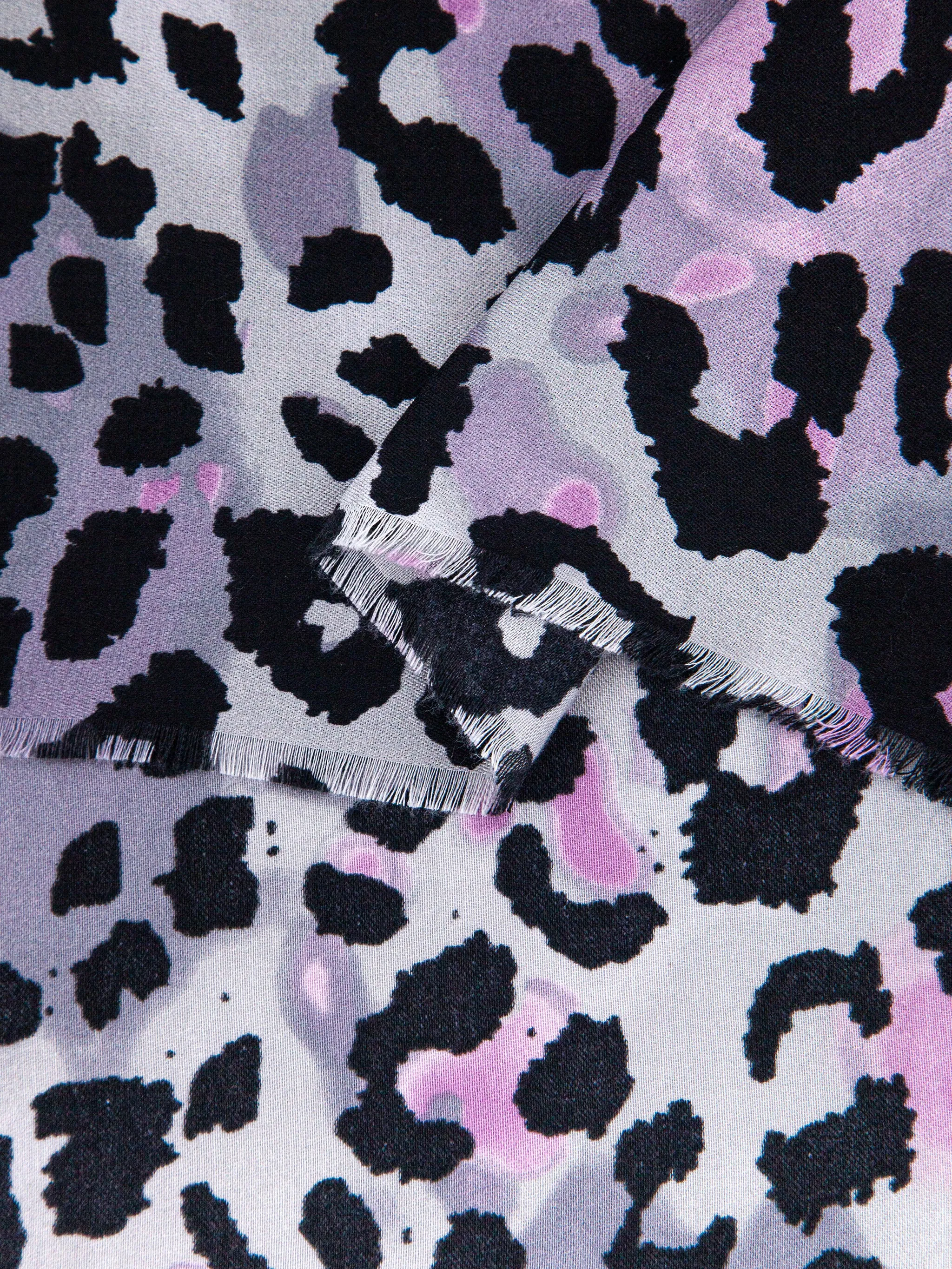 Felix Lightweight Scarf - Grey/Pink, Leopard