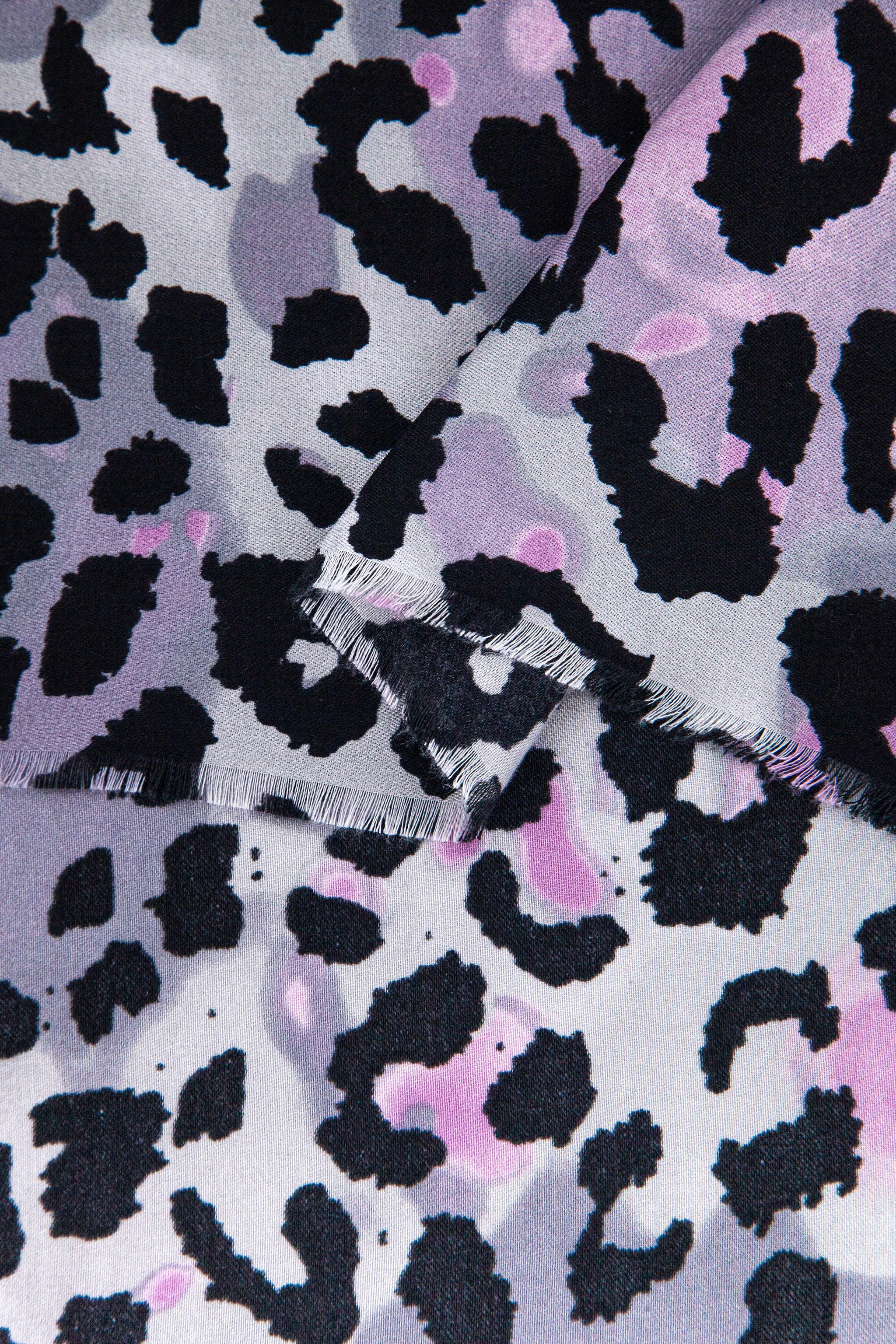 Felix Lightweight Scarf - Grey/Pink, Leopard