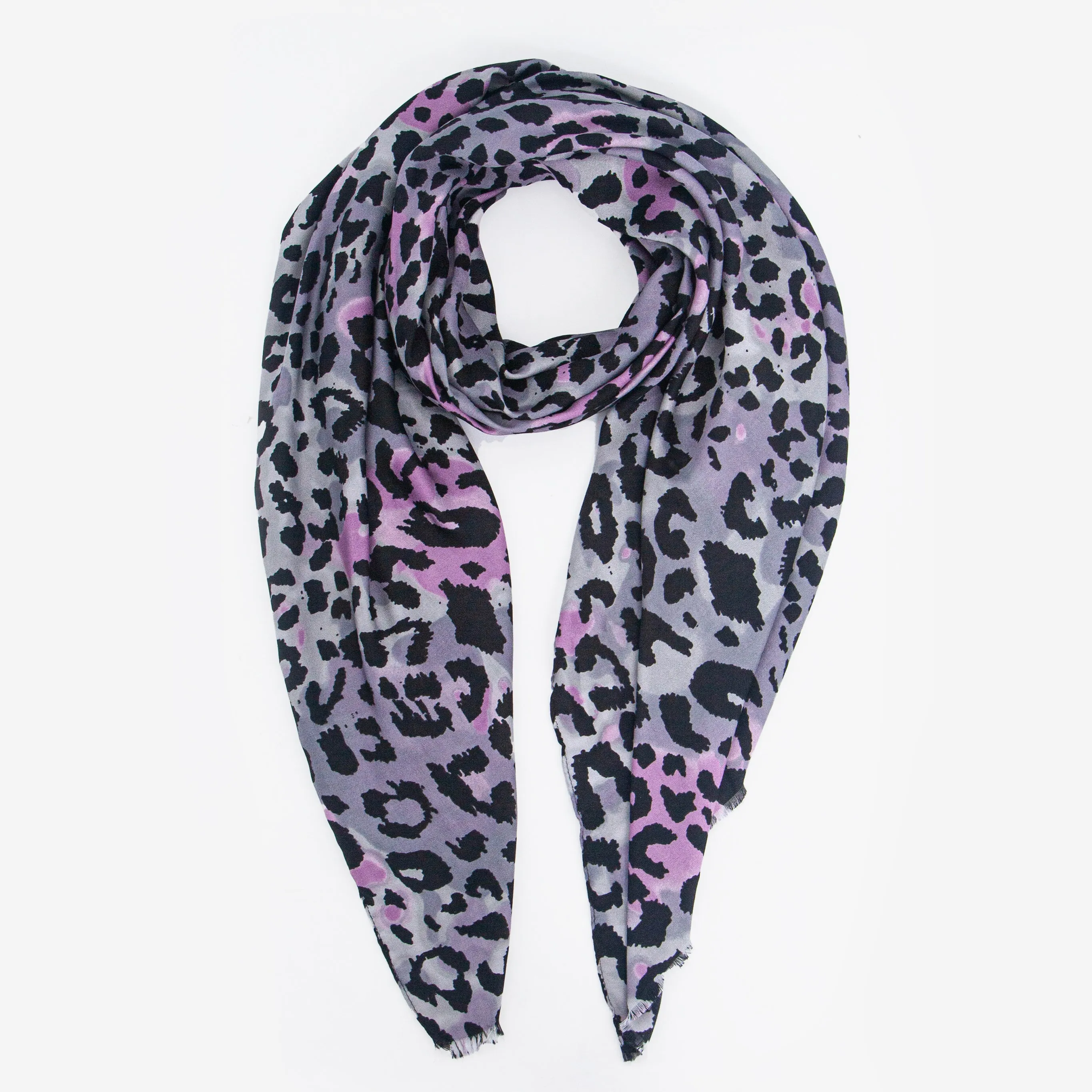 Felix Lightweight Scarf - Grey/Pink, Leopard