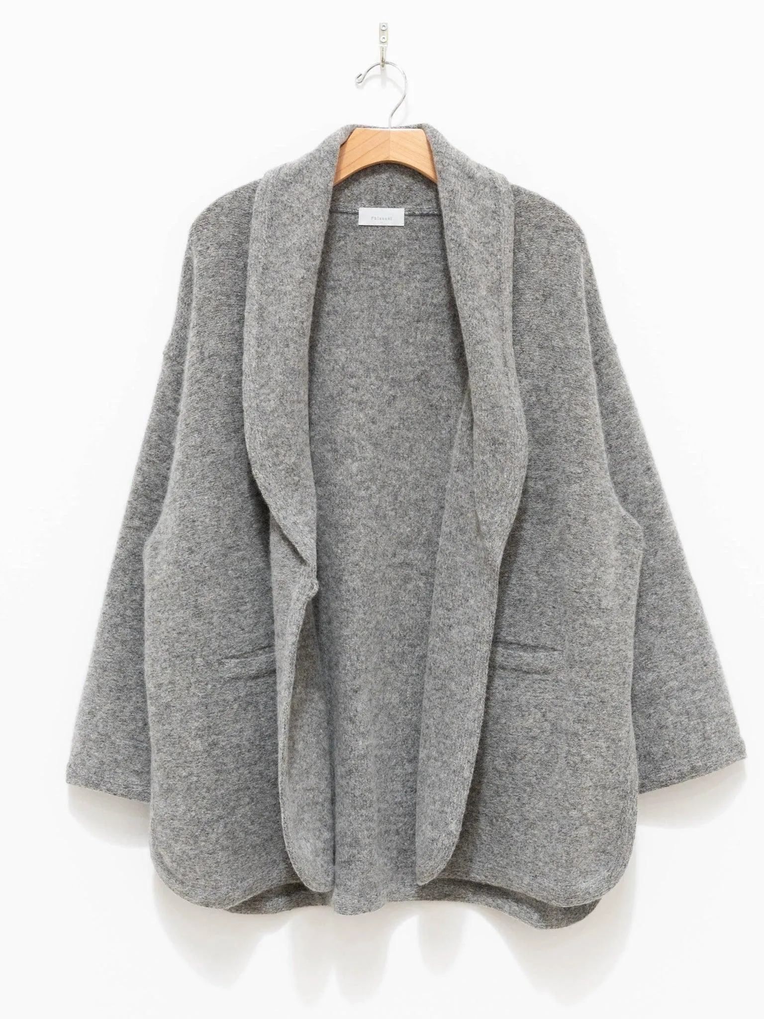 Felt Wool Knit Shawl Collar Coat - Gray