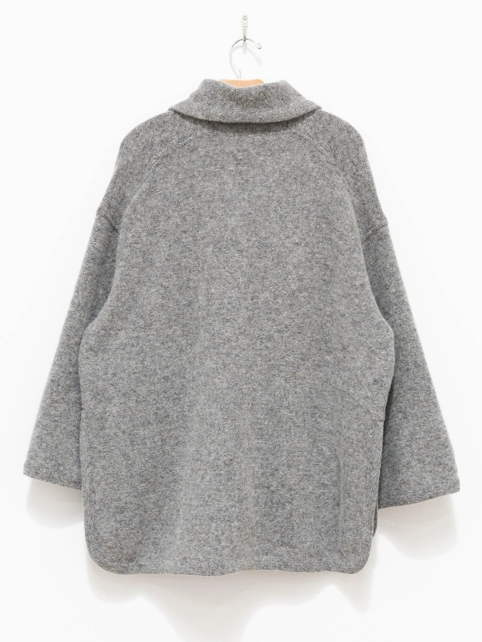Felt Wool Knit Shawl Collar Coat - Gray