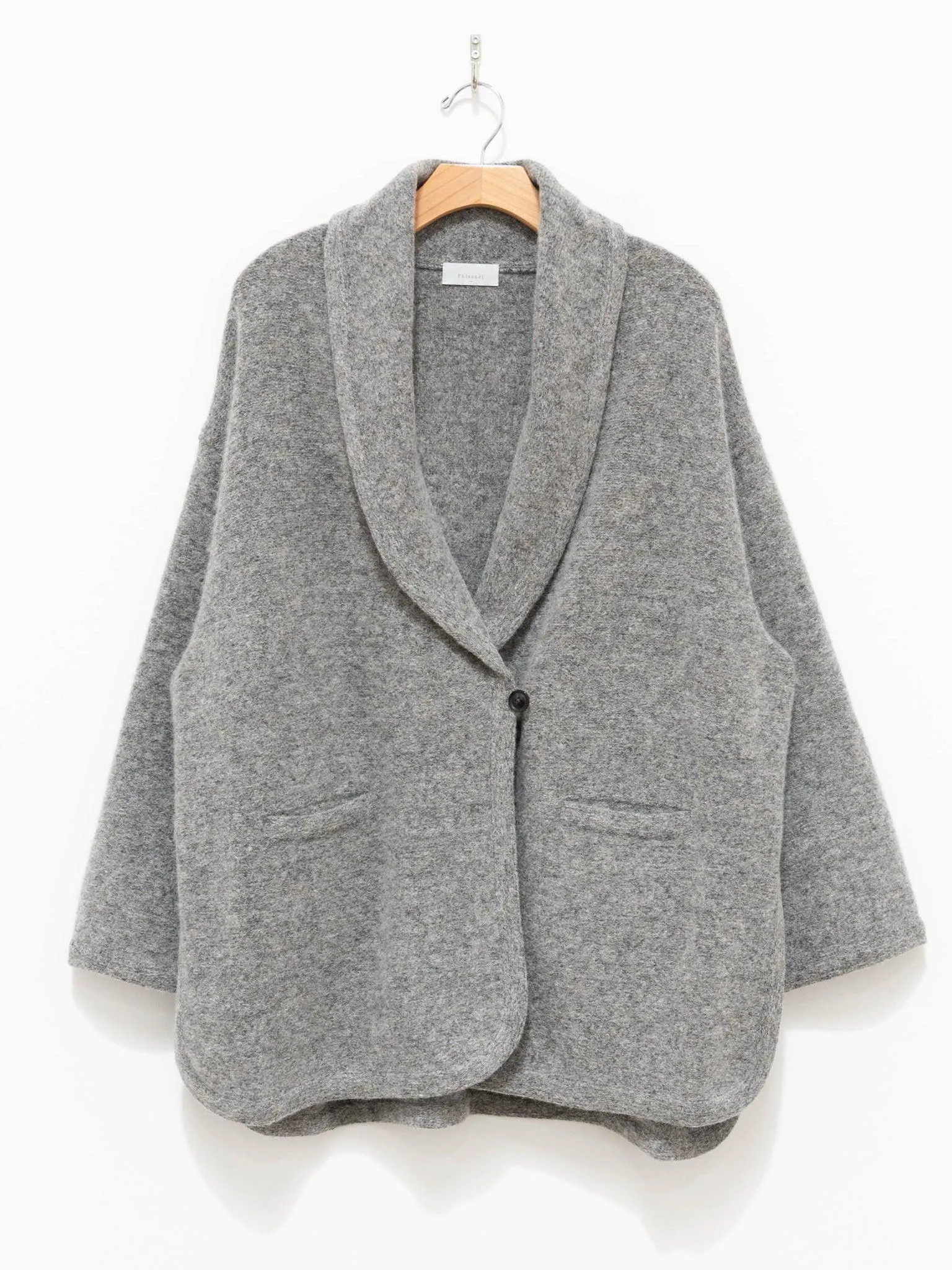Felt Wool Knit Shawl Collar Coat - Gray