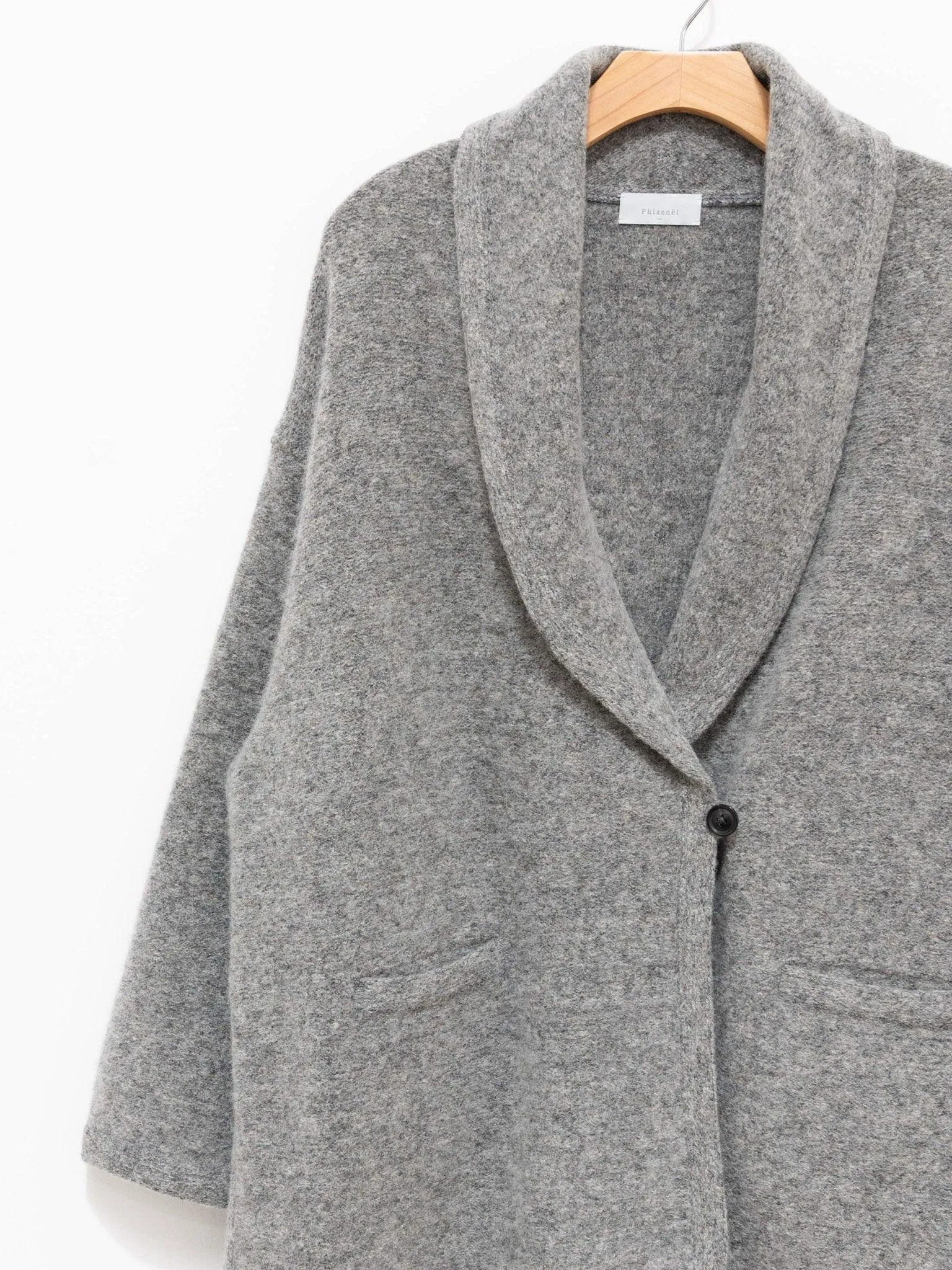 Felt Wool Knit Shawl Collar Coat - Gray