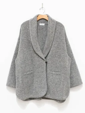 Felt Wool Knit Shawl Collar Coat - Gray