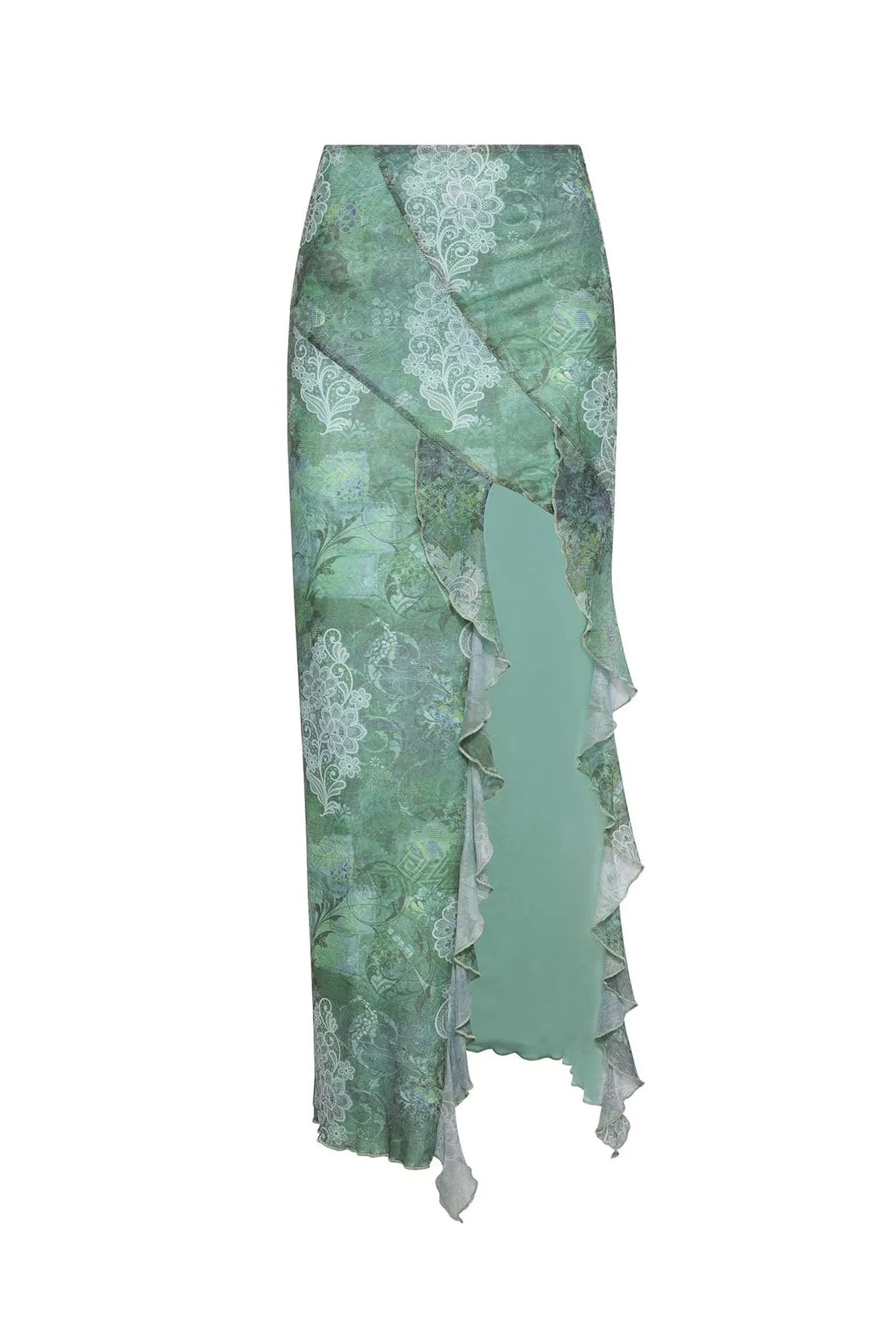 Floral Print Cami Vest Ruffle Midi Skirt Suits
