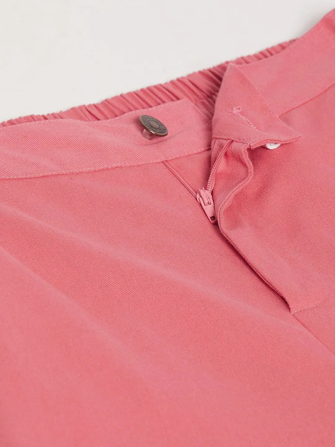 Girls Pink Side Patch Pocket Twill Joggers - Lyush Kids
