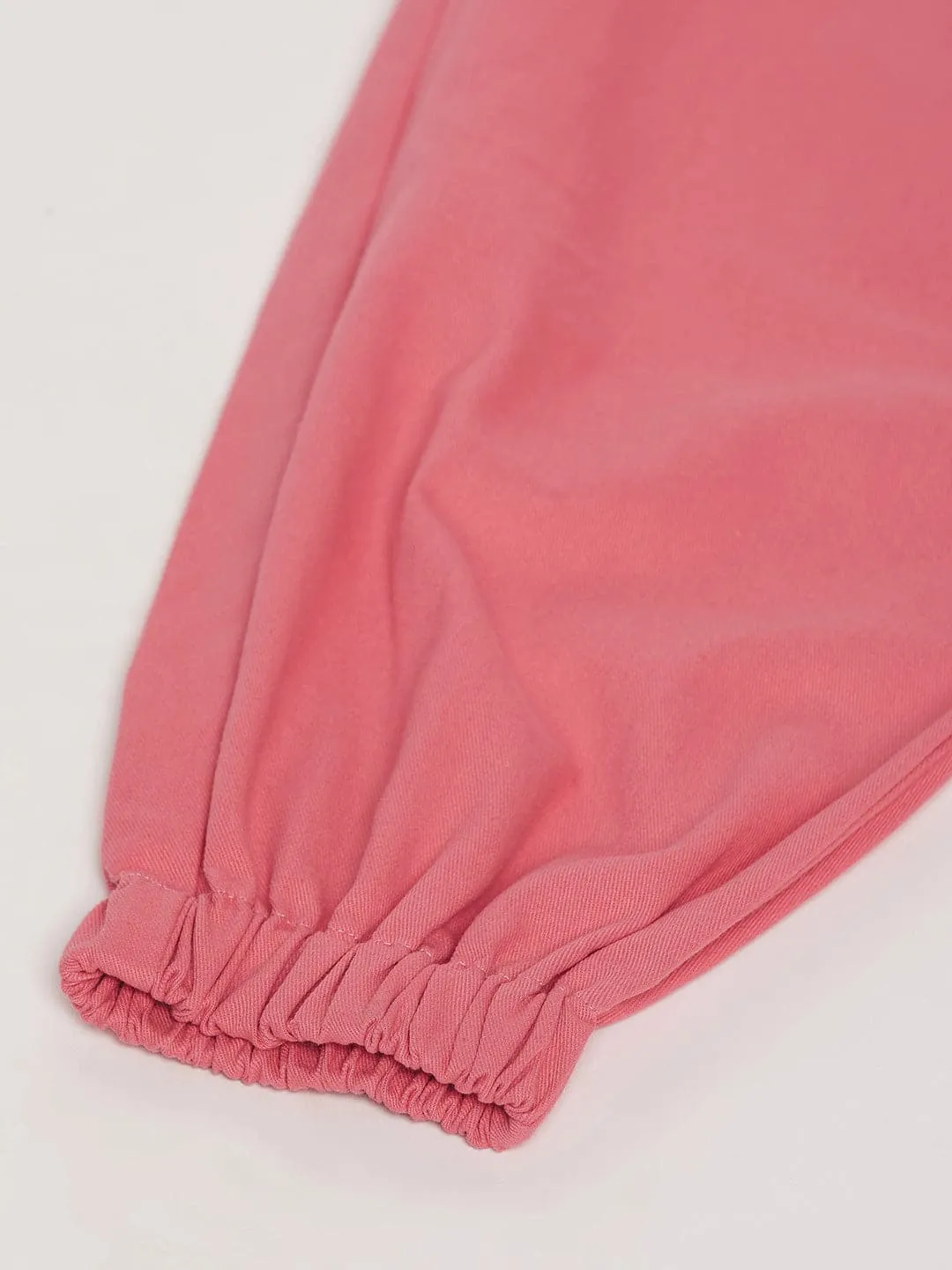 Girls Pink Side Patch Pocket Twill Joggers - Lyush Kids