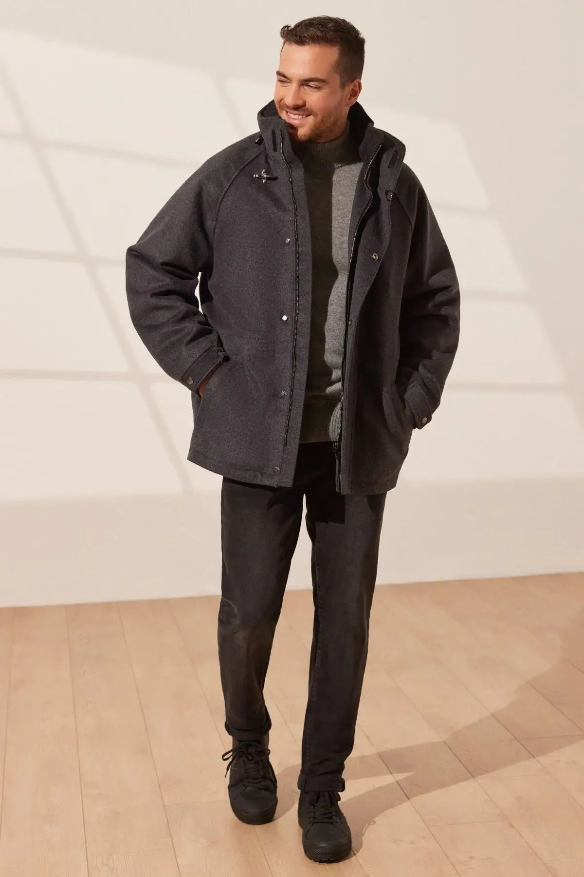 Gray Cashmere and Wool Brent Men's Coat