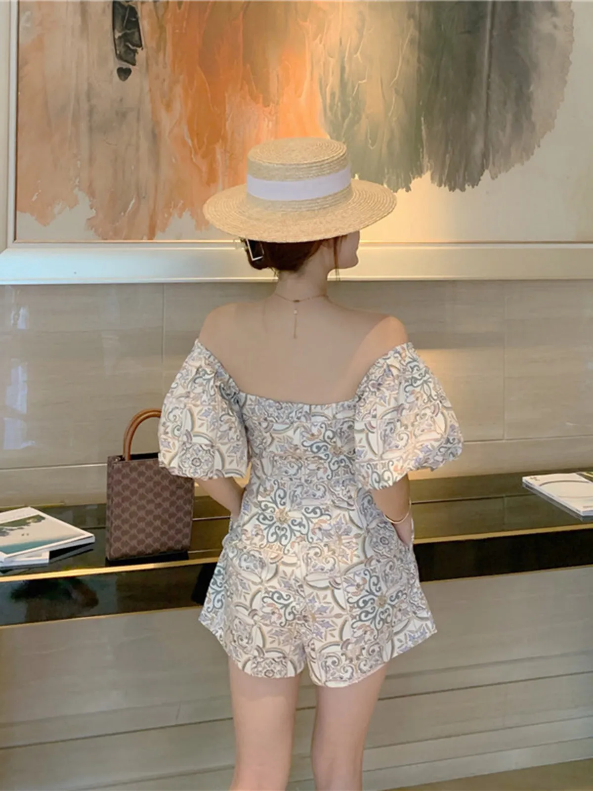 High-Waisted Rattle Shorts Beach Jumpsuit