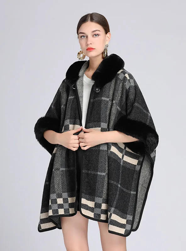 Hood Shawl Cloak Ladies Woolen Loose Coat Cardigan